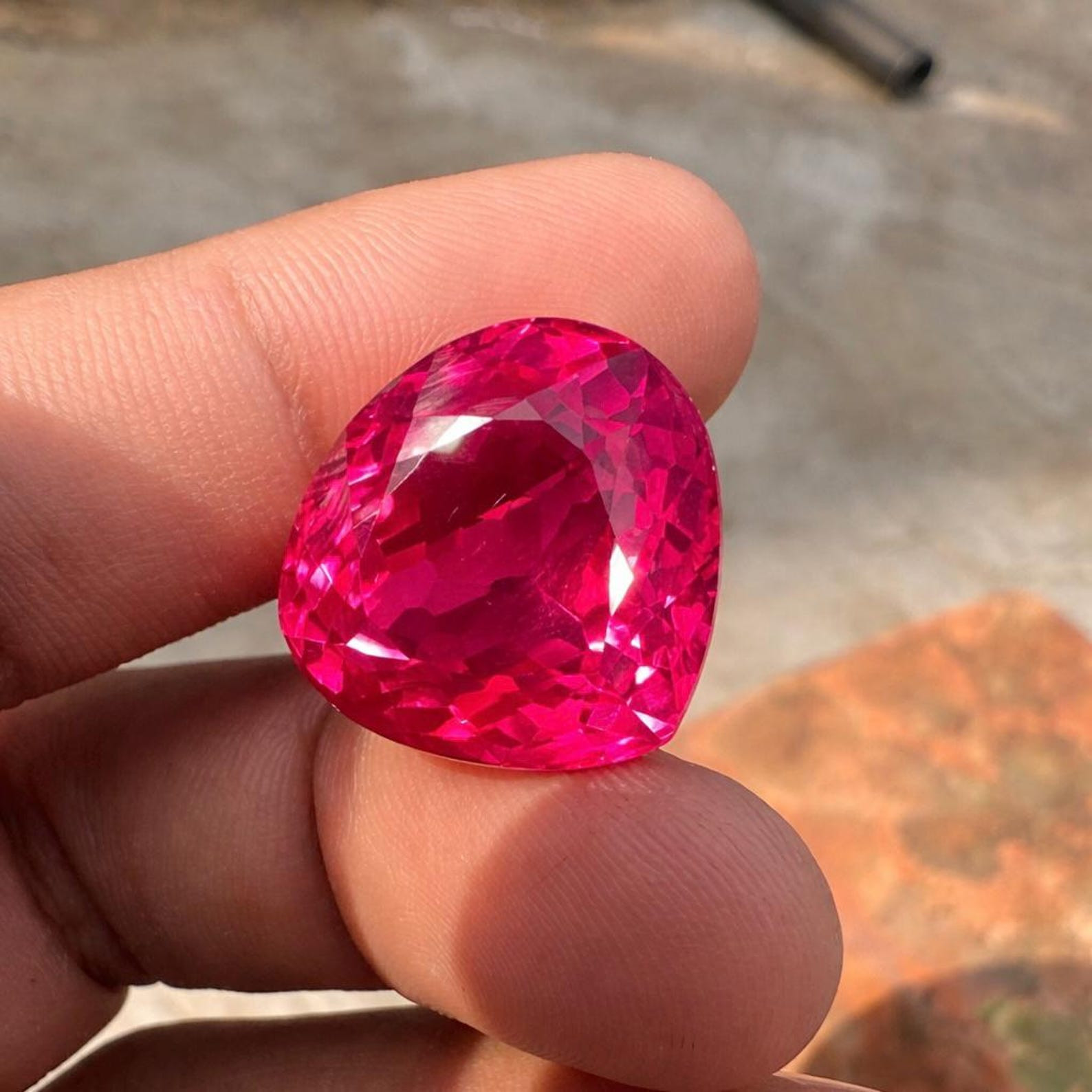 46.35 Ct+ 20×20 MM GIE Certified Natural Pink Sapphire Pear Cut Loose Gems F04