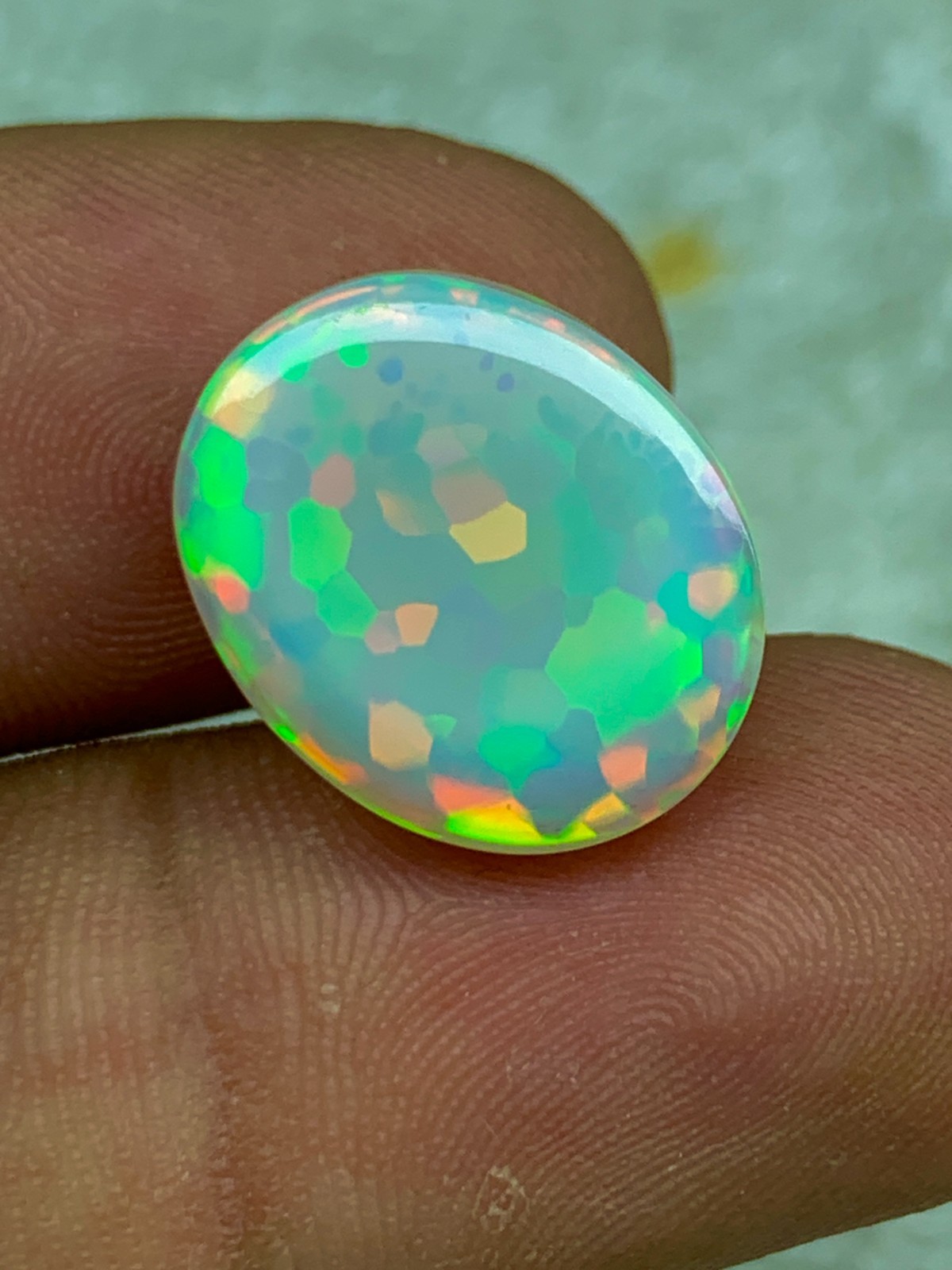 Natural Ethiopian Welo Opal 9.4ct Oval Cabochon Honeycomb Pattern Loose Gemstone