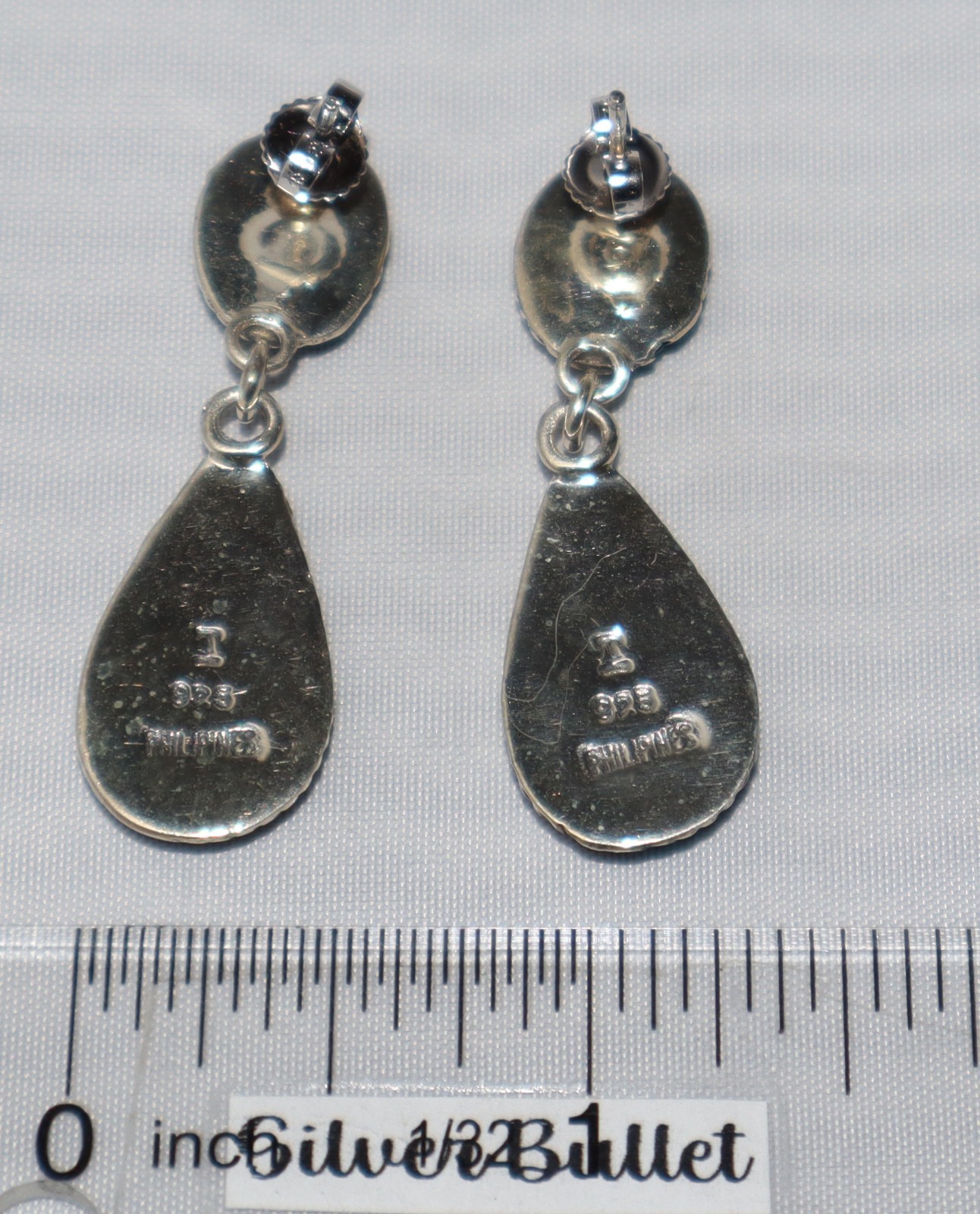 Sterling Silver Philippines Southwest Style Turquoise Drop Dangle Earrings