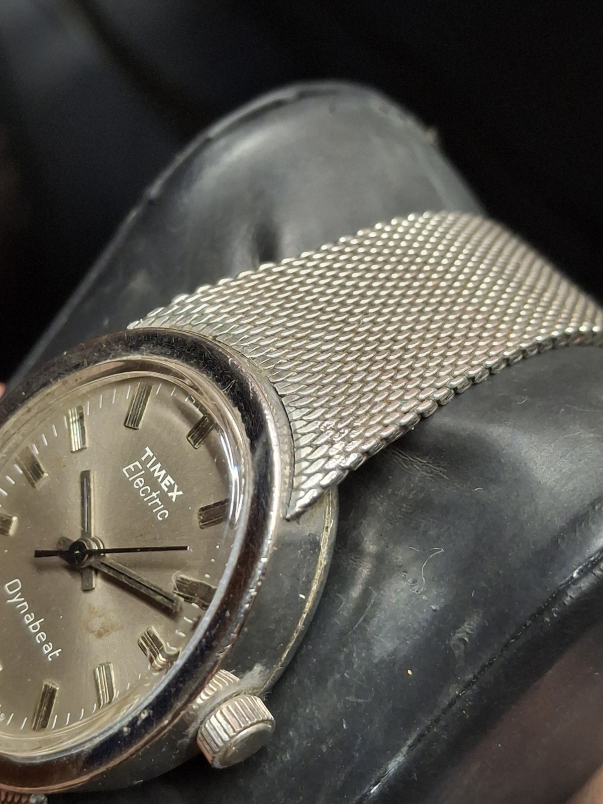 Timex Electric Dynabeat Silver Tone Grey Dial Mens Vintage 1970s 1975 Watch…