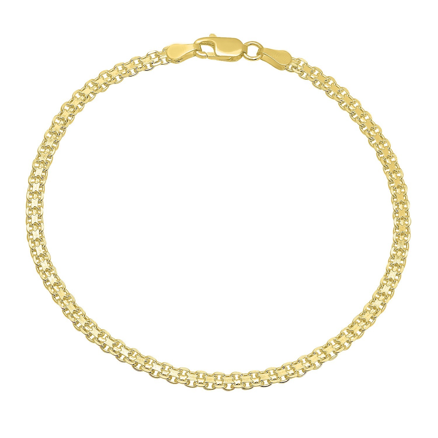 Italian Made 925 Sterling Silver 5MM Flat Bismark Chain Bracelet 7.5″ Inch
