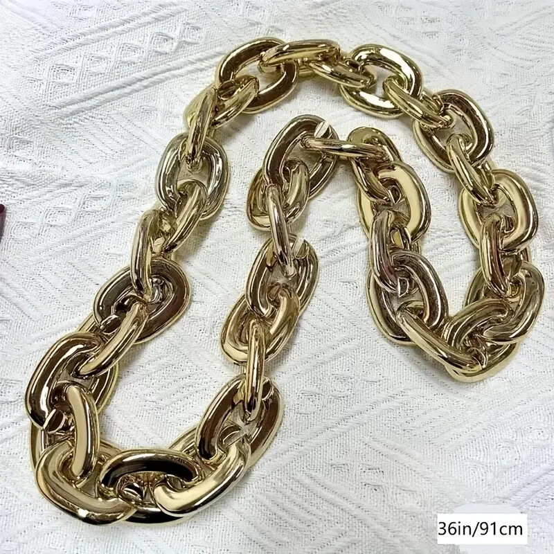 Gold Hip Hop Large Thick Acrylic Plastic Cuban Link Chain Necklace 32in 80cm
