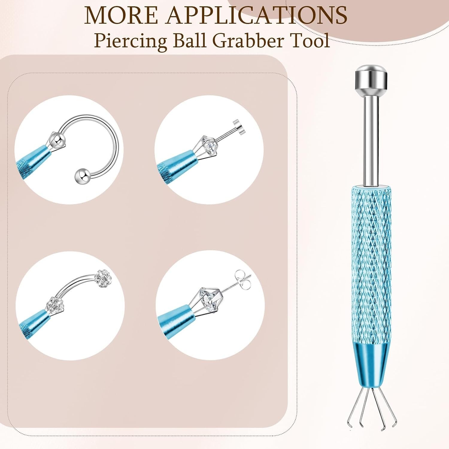 2Pcs Piercing Ball Grabber Tool for Changing Jewelry, Stianless Steel Flat Ba…