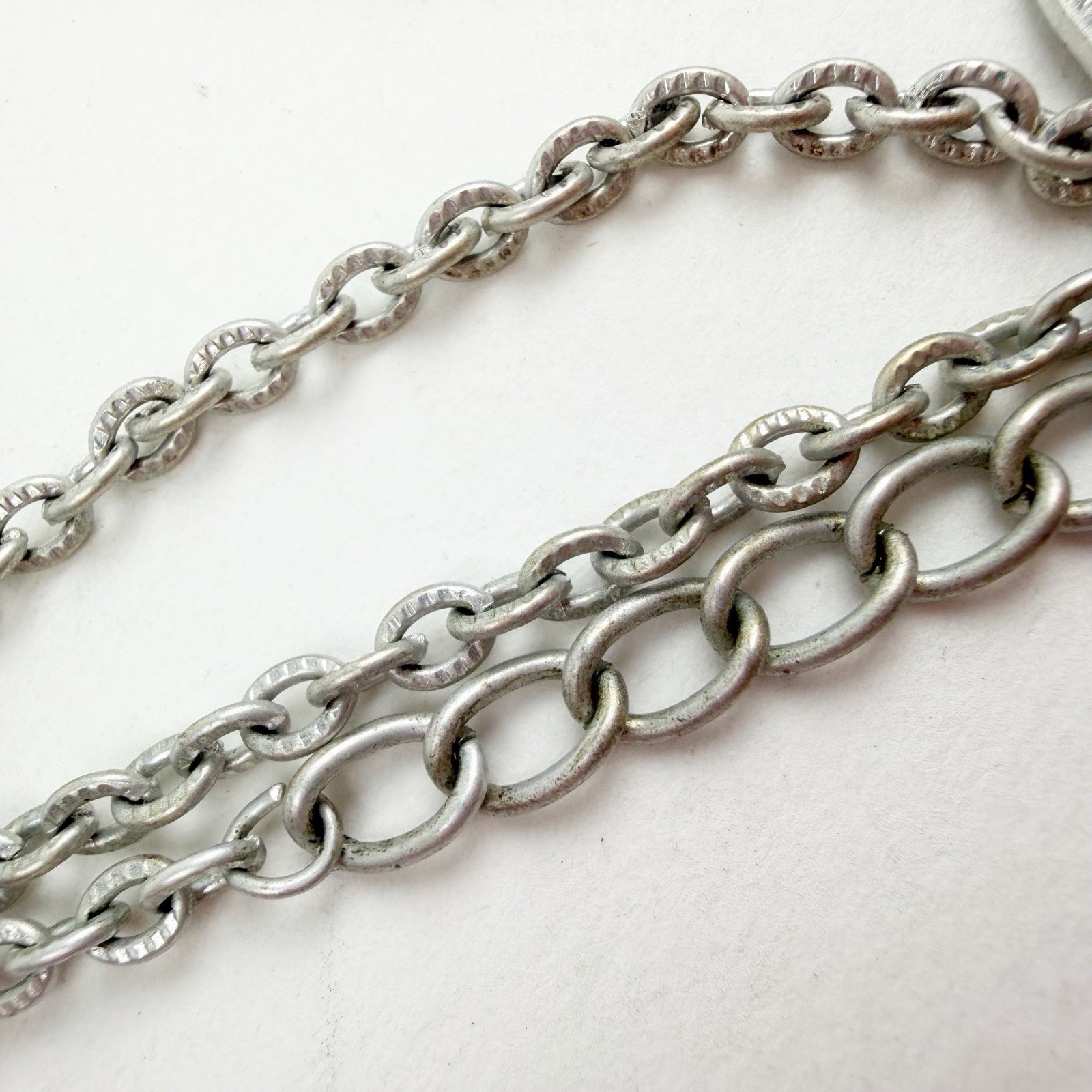 Chico’s Silver Long Geometric Necklace Brushed Textured Open Teardrop Circles
