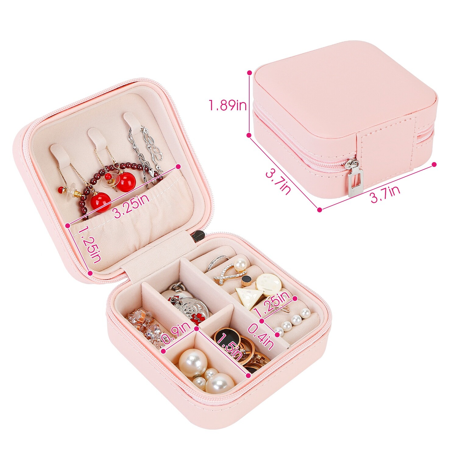 5 Slot PU Leather Jewelry Storage Box Ring Earring Necklace Organizer Case Gift