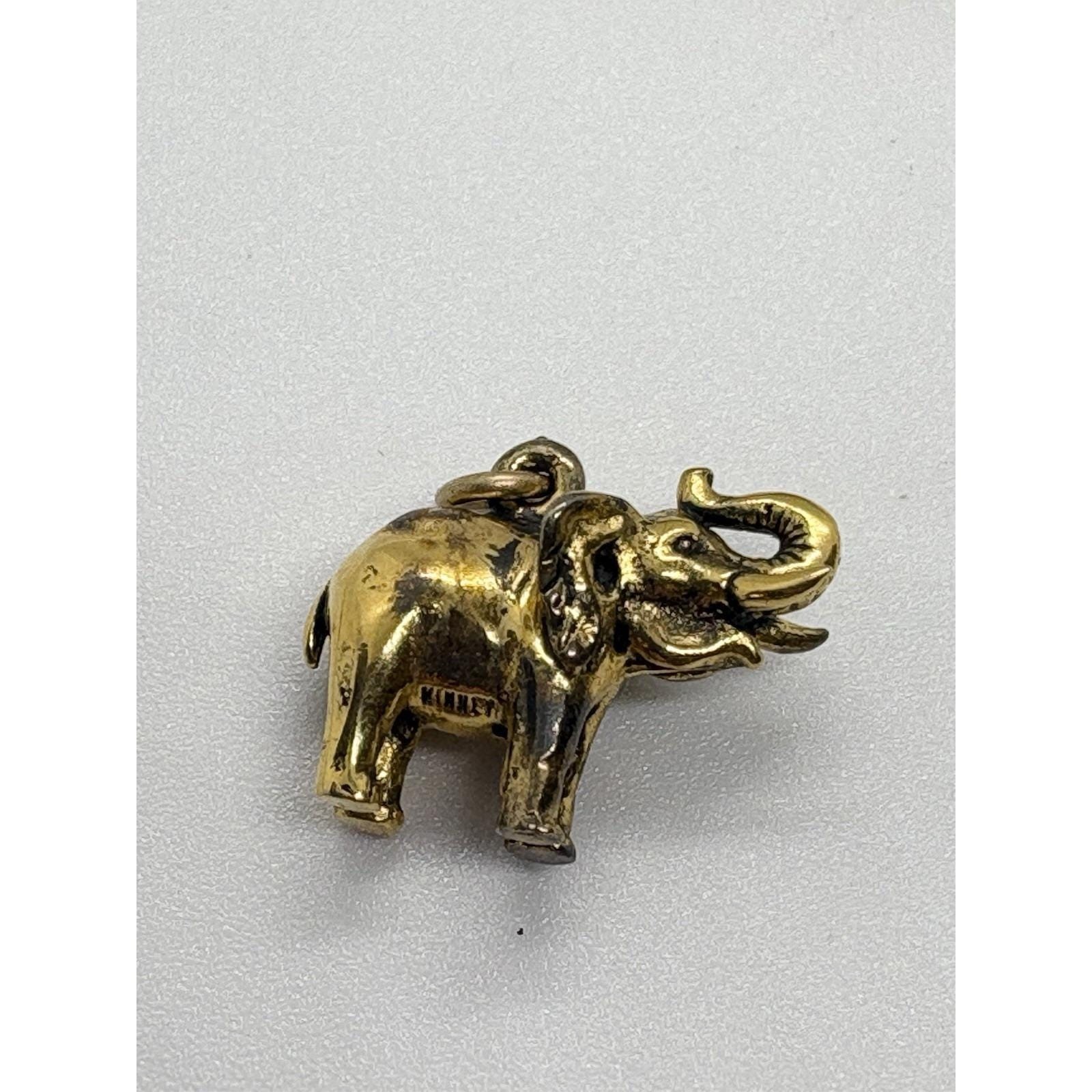 Vintage Kinney 3D Elephant Charm Gold Over Sterling 925 Silver 5.7g Animal