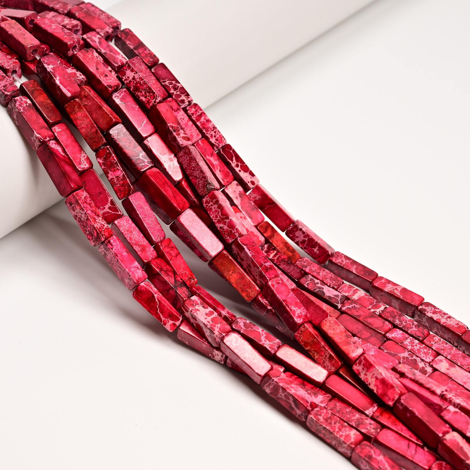 Red Sea Sediment Jasper Rectangle Tube Beads 4x13mm 15.5″ Strand
