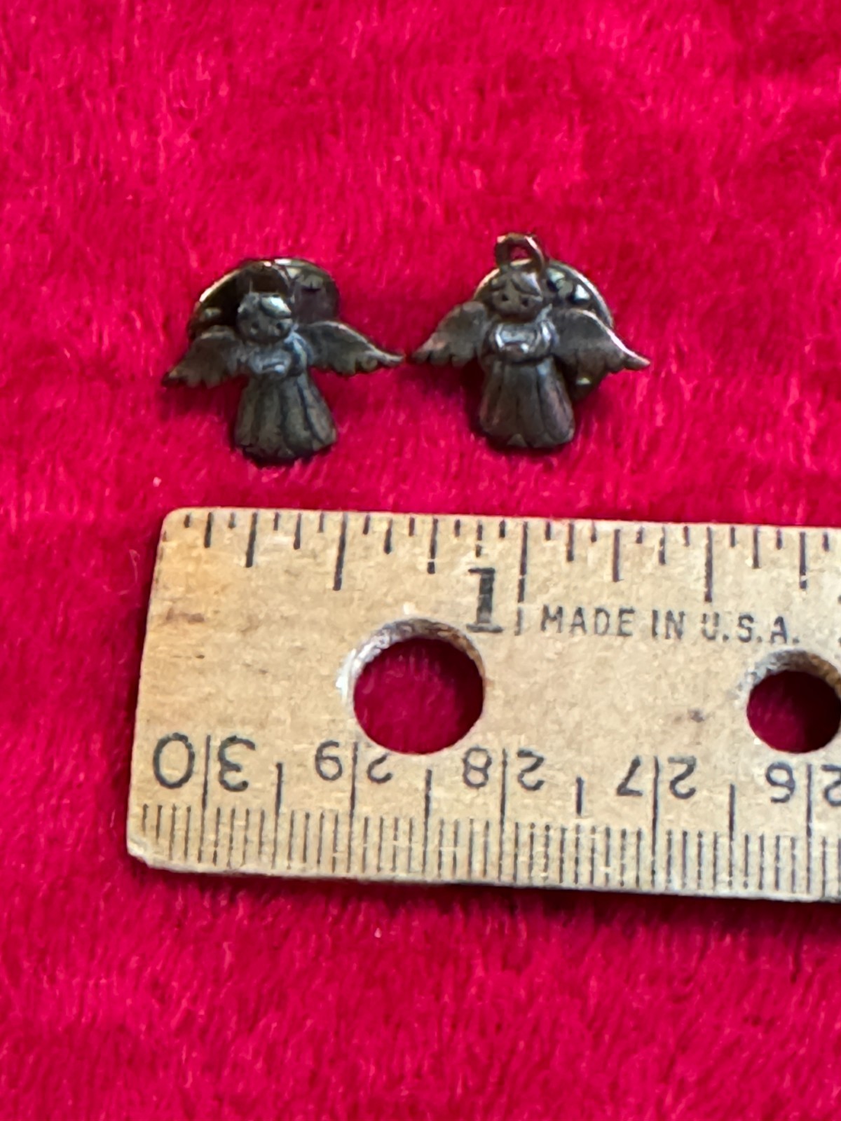 2 Small Angel Brooches One Antique Copper Color One Antique Brass Color JJ