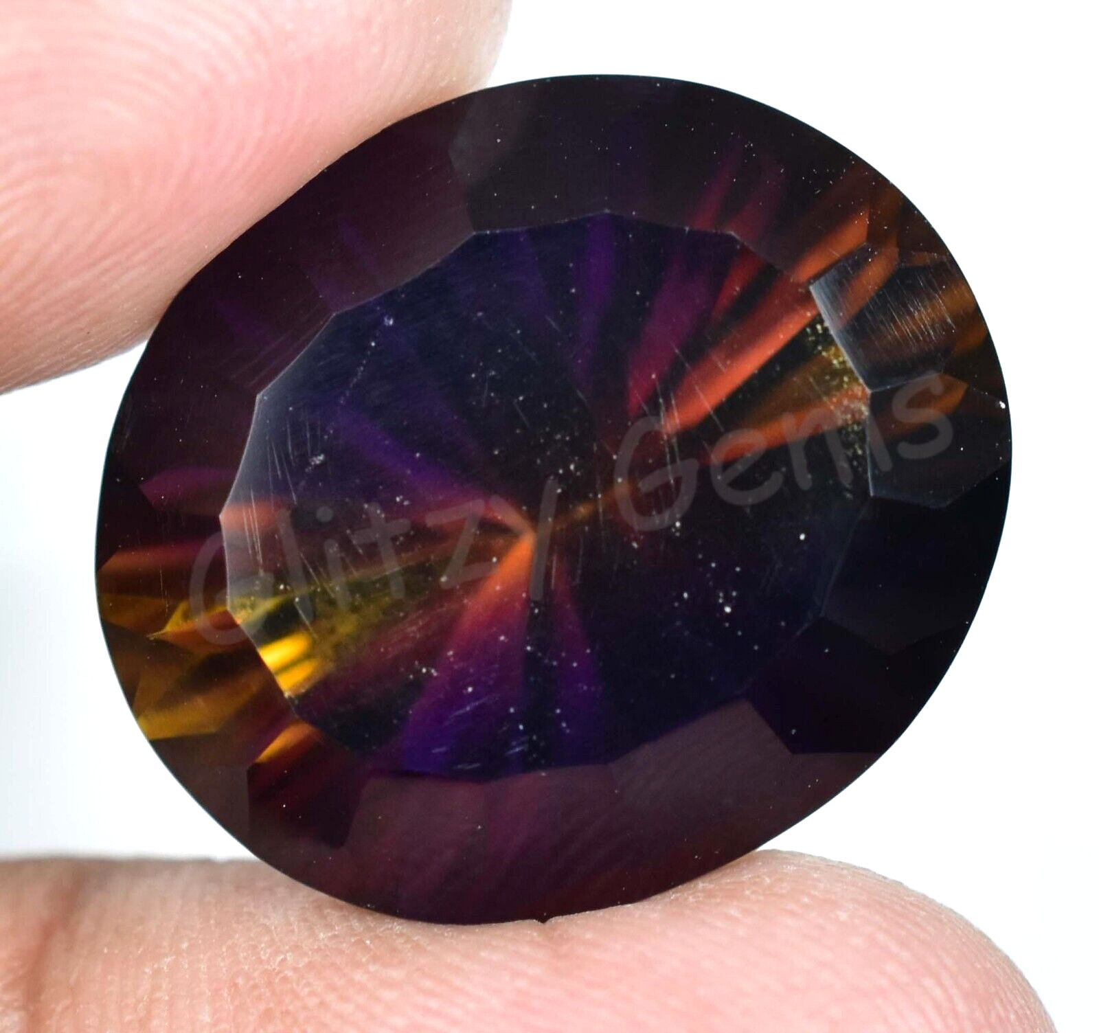 28.75 Ct Natural Bolivia Bi-Color Ametrine Oval AGL Certified Untreated Gemstone