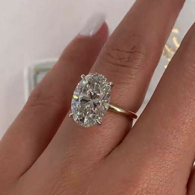 2.70Ct Oval Simulated Moissanite Solitaire Wedding Ring 14K Yellow Gold Plated
