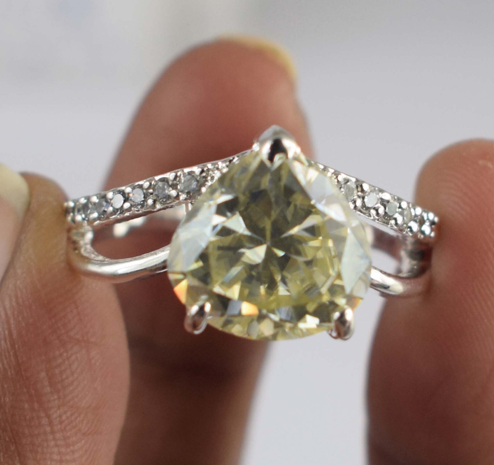 9.05 Ct Champagne Diamond Solitaire Pear Cut 11 x 10 mm Certified Women Ring