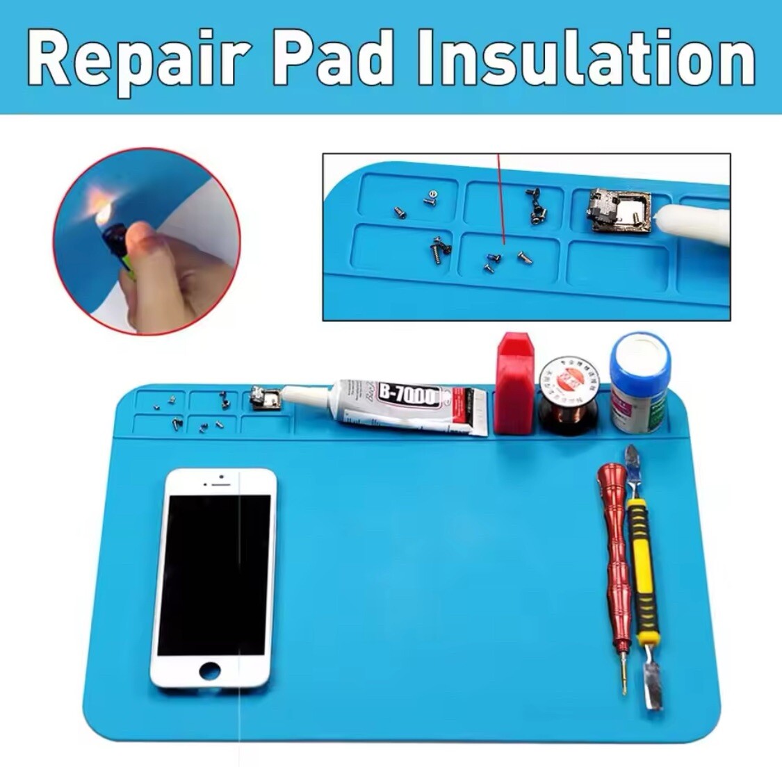 Watchmaker Rubber Silicone Bench Mat Pad Anti-Slip Jewelry Watch Sunglass Repair