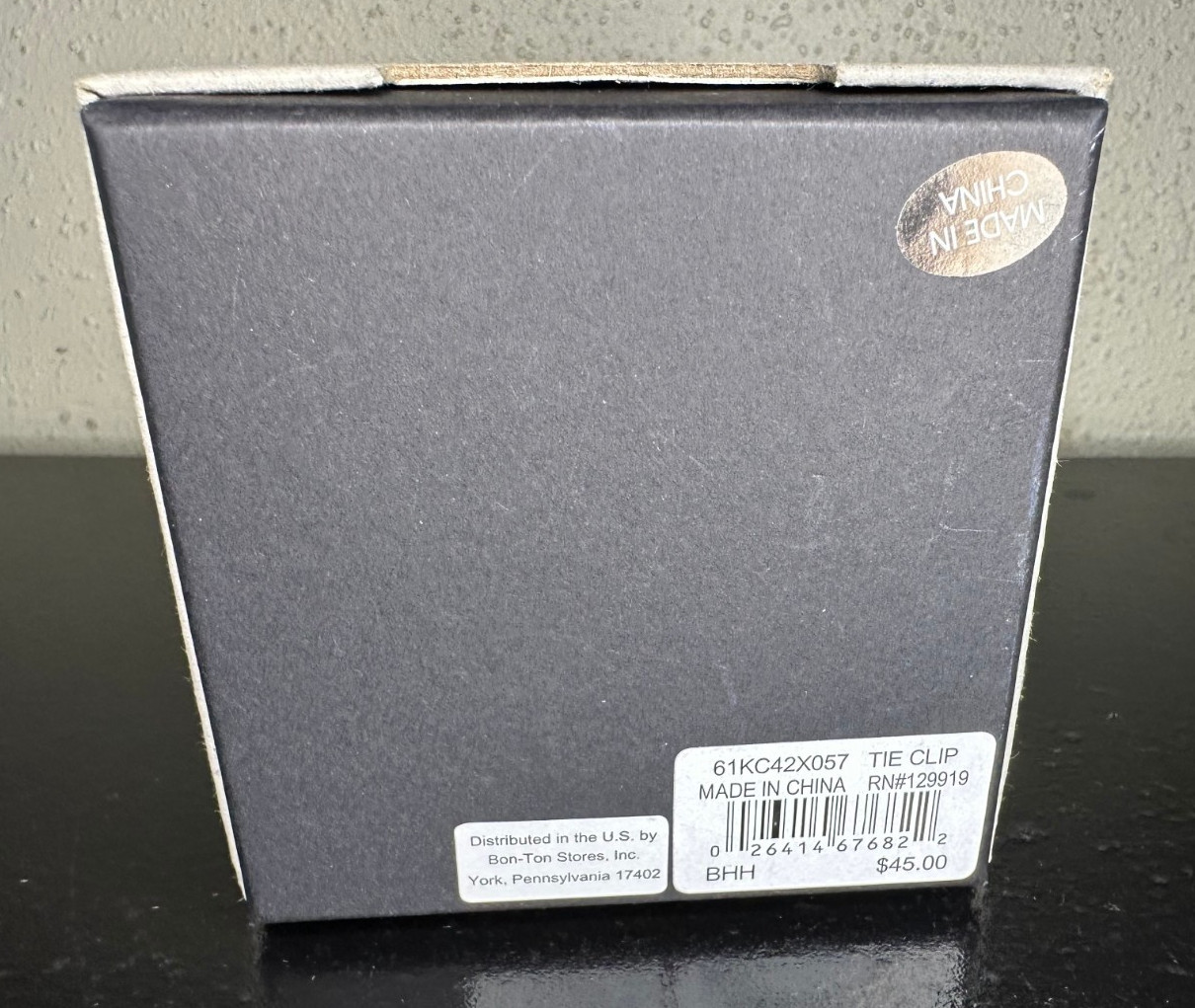 NEW Men’s KENNETH COLE REACTION TIE BAR/CLIP Black Gray Dress Shirt Suit IN BOX