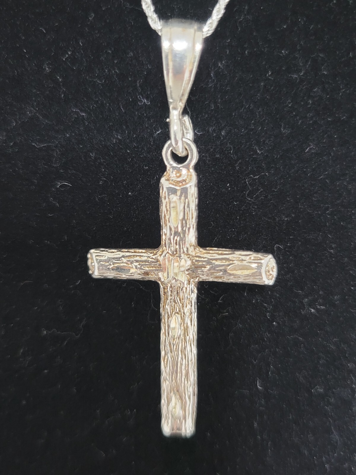 Vintage Cross Pendant Necklace 925 Sterling Silver 20″ Rope Italy 2.25″ D7.36 gr