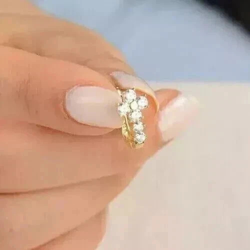 Real Moissanite 2.00Ct Round Cut Women’s Hoop Earrings 14K Yellow Gold Plated