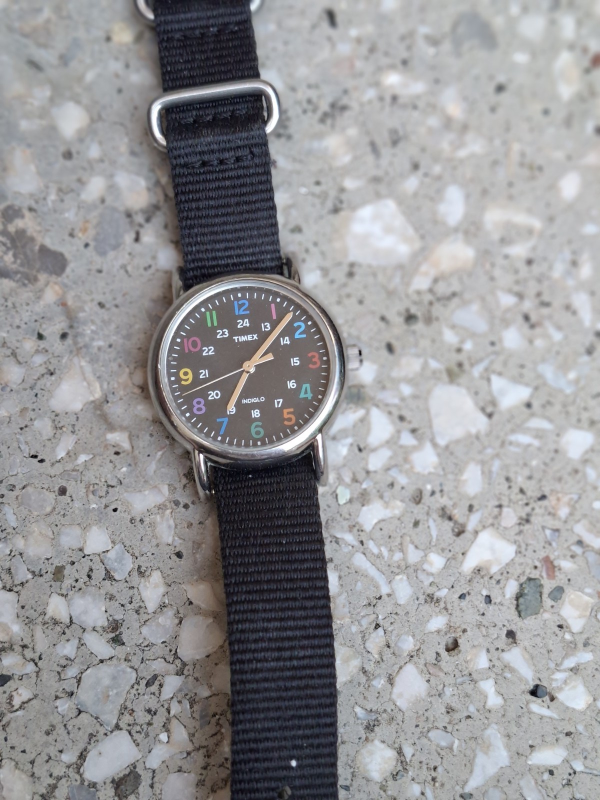 Timex Indiglo Rainbow Numbers Quartz Watch 30M WR Black NATO Strap New Battery