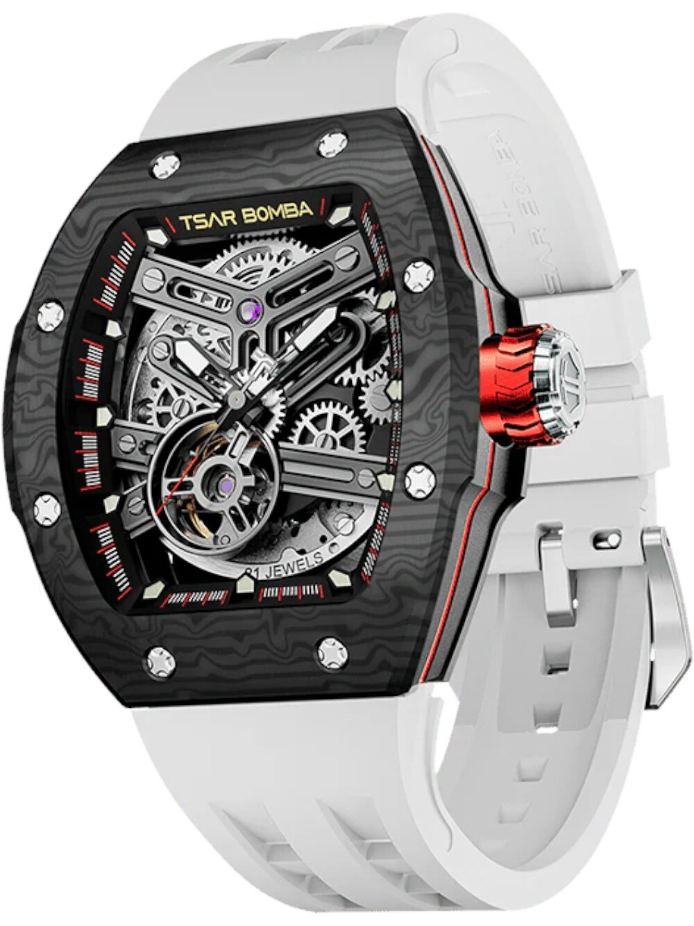 Tsar Bomba TB8218(1+2)CF/FKM-03BK/WH Men’s watch Atomic Set 45mm 10ATM