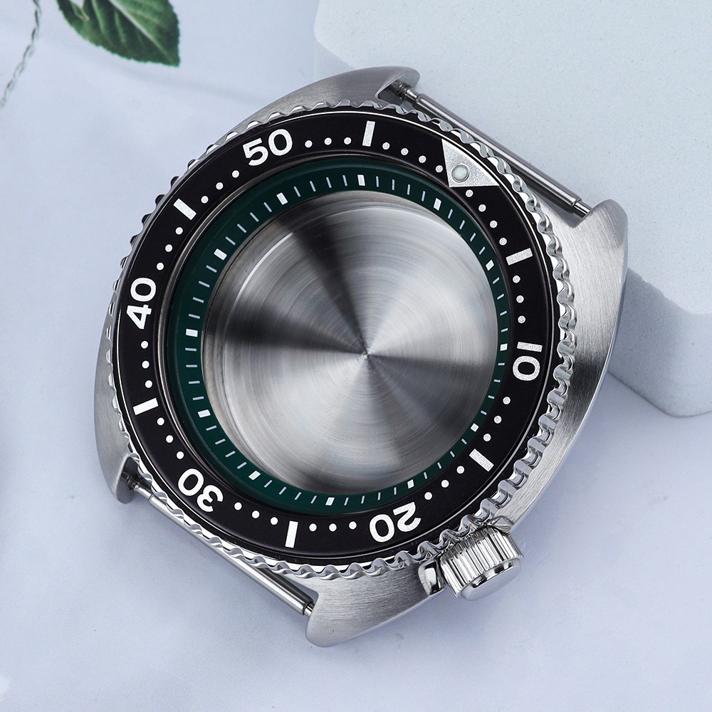 45mm Vintage Watch Case Silver Premium Steel 100m Diver For Seiko NH35 Movement