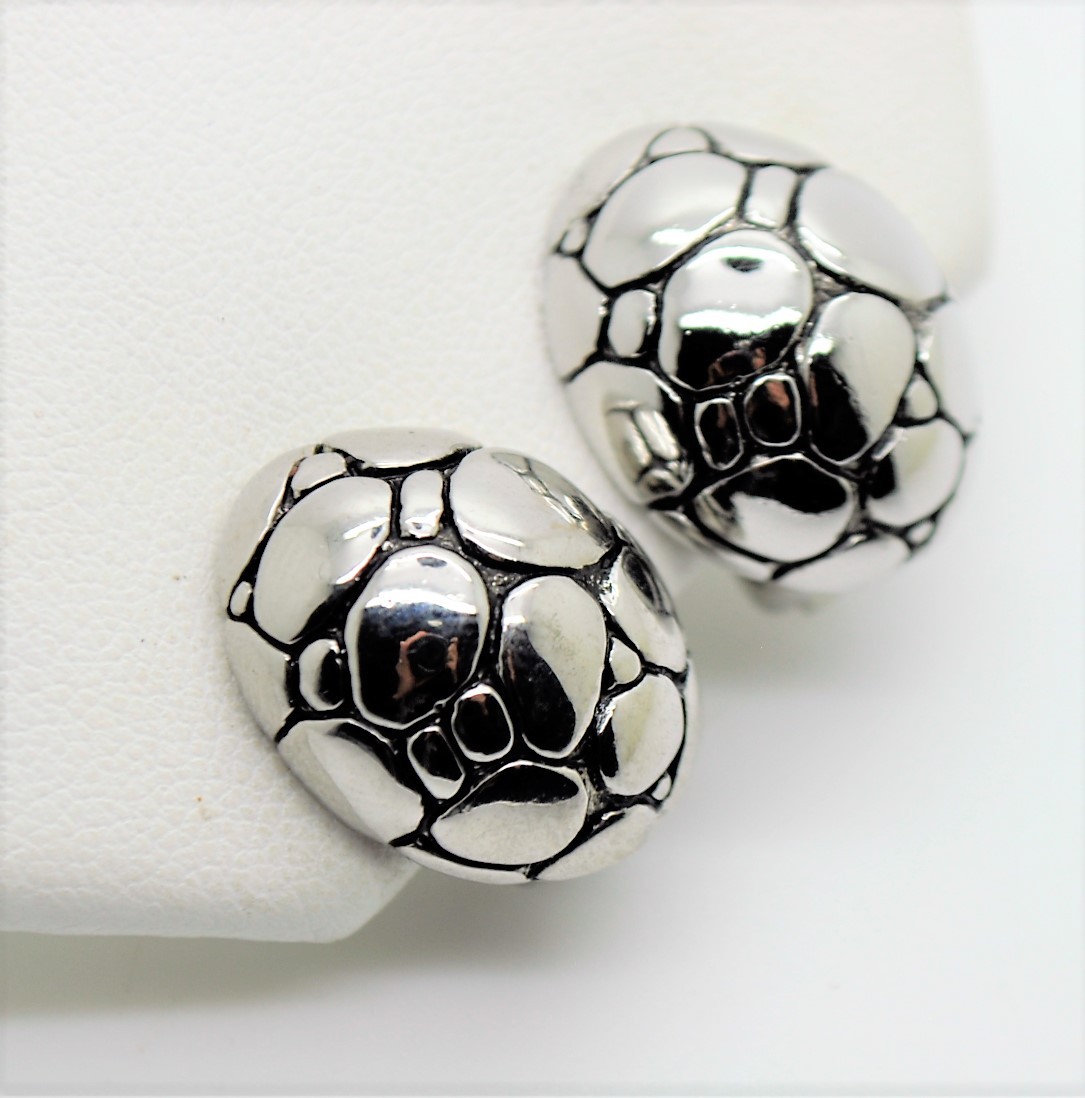 A-23 Unique Design Rhodium Plated Turtle Back design omega Clip Fashion Earrings