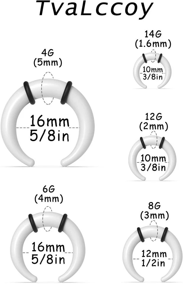 Septum Stretching Kit 14g 12g 14 8g 6g 4g 14 12 Gauge Big Nose Piercing Rings…