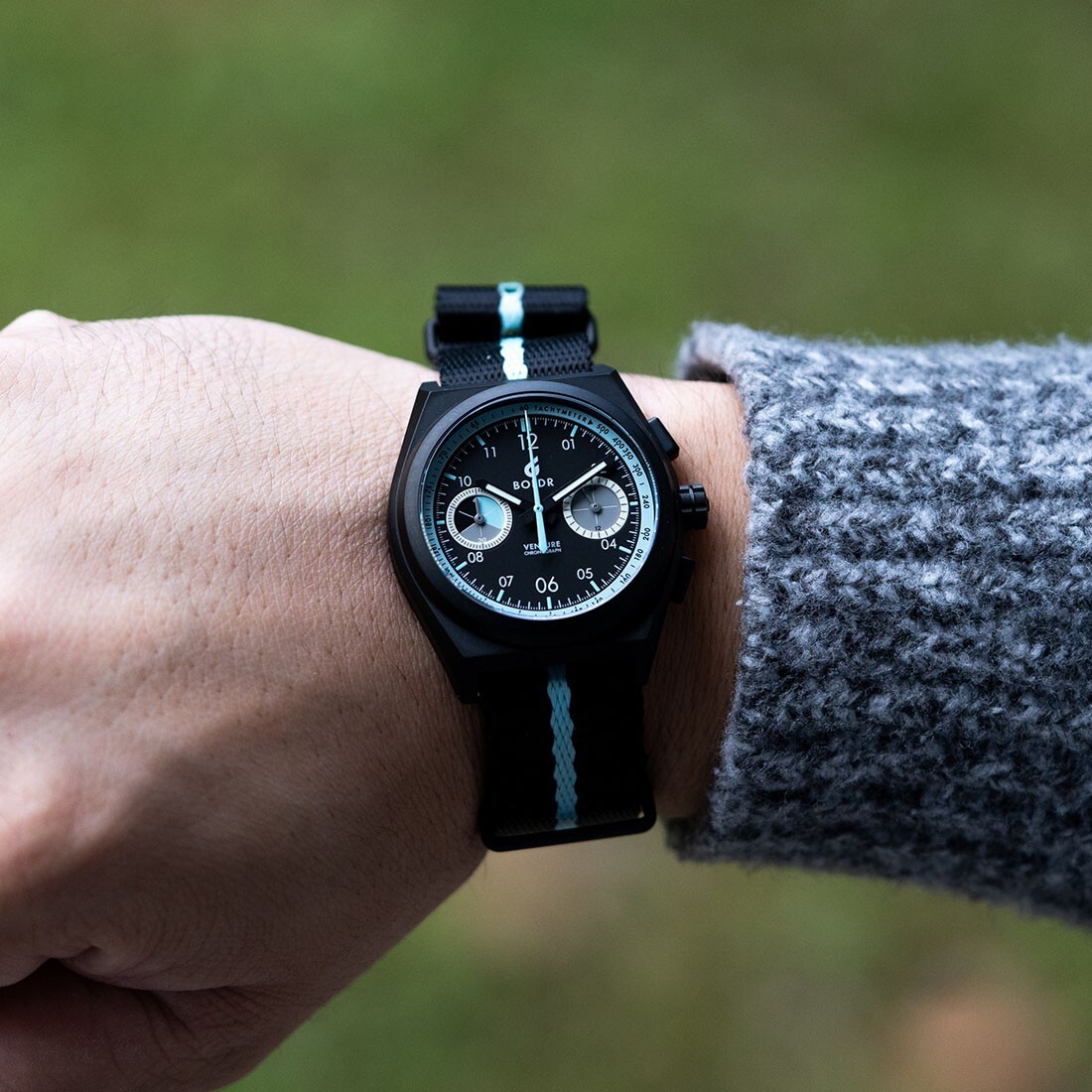 BOLDR RALLY SRW Cronografo Meca-quarzo Titanio Nero Tessuto Orologio Uomo