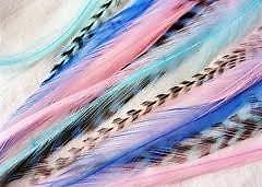 7-10 Mermaid Feathers for Hair Extension with 2 Silicone Micro Beads 5 Feathers