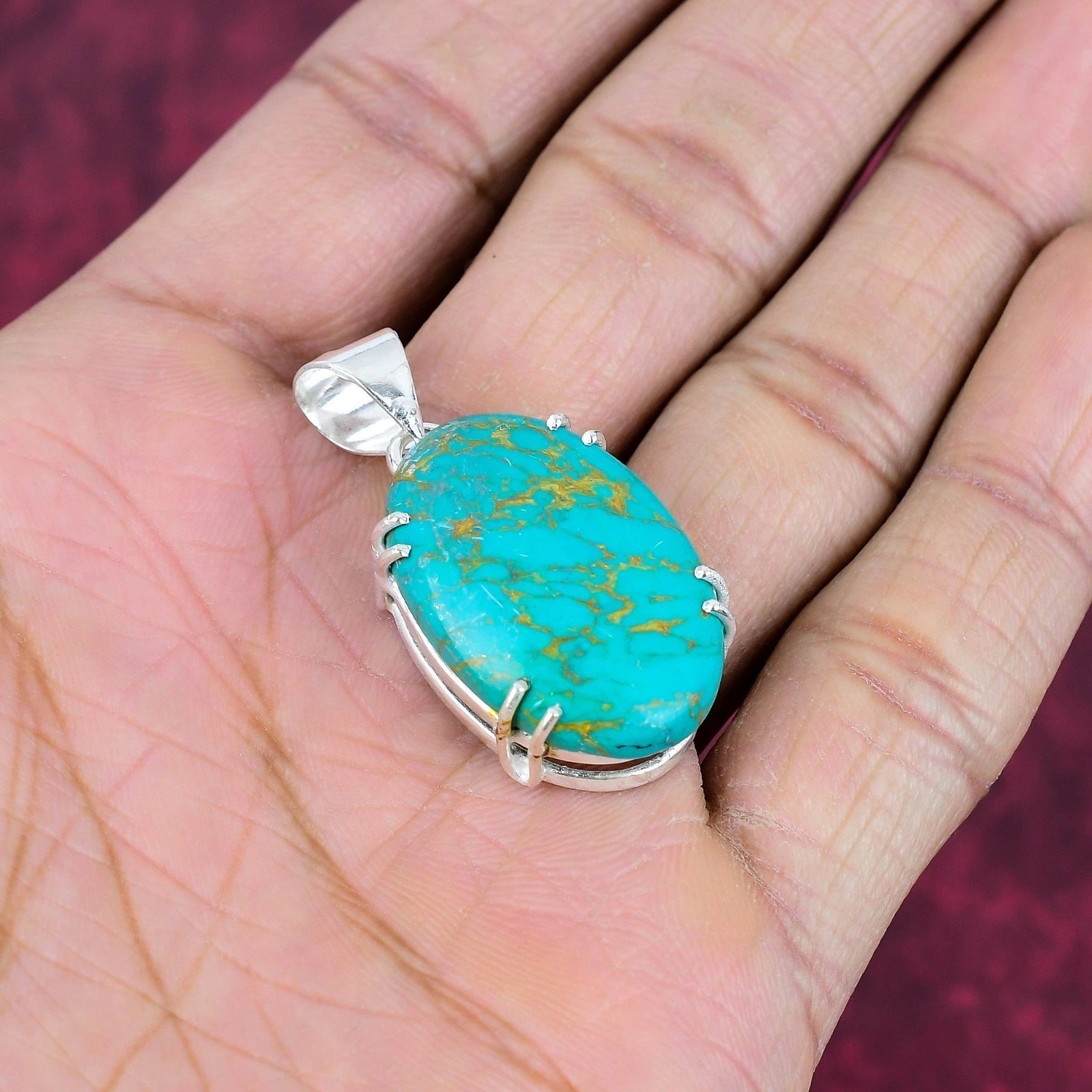 40.55 Ct Arizona Turquoise Handmade 925 Solid Sterling Silver Jewelry Pendant