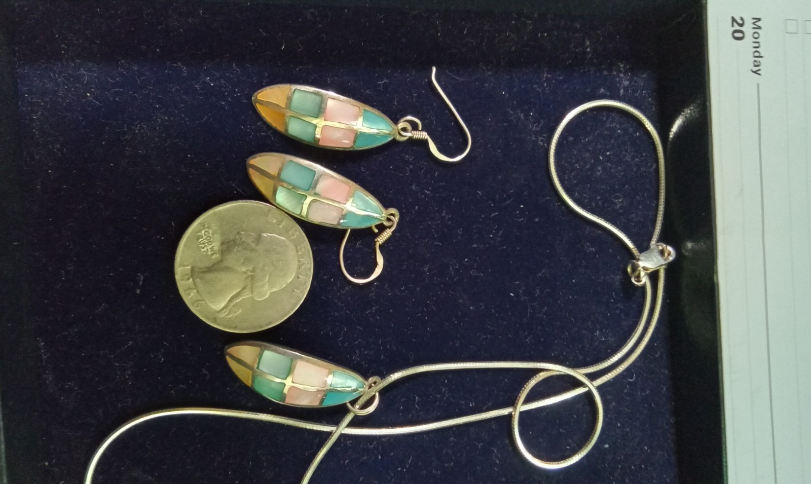 sterling silver necklace and earring set 925