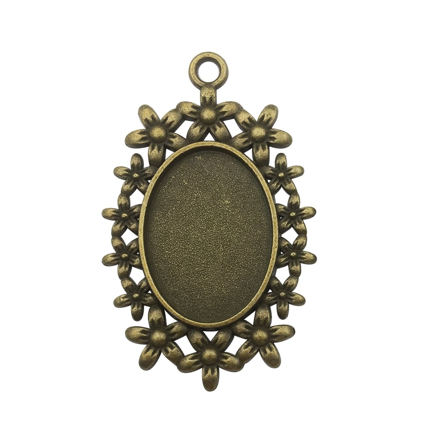 20pcs 18x25mm Oval Bezel Pendant Base 28x38mm (Pendant), (Tray), M116