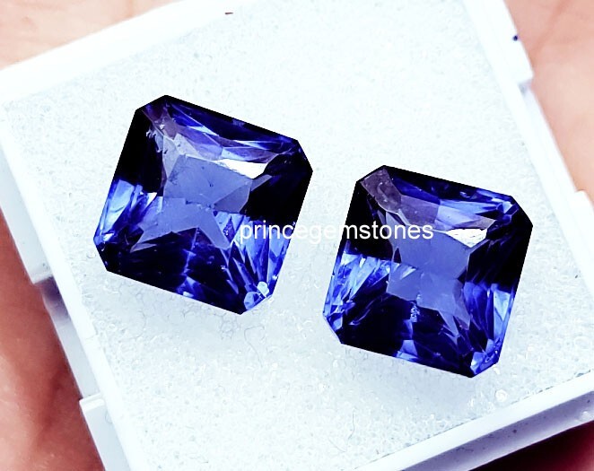 Loose Gemstone Natural Tanzanite Square Shape 8 to 10 Ct Pair Certified P236