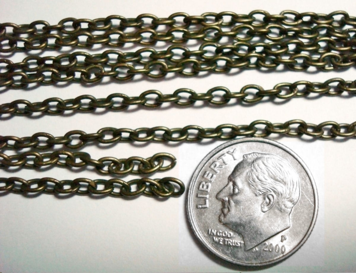 3 ft 3x2mm Antique bronze plated cable link jewelry making beading chain PCH020