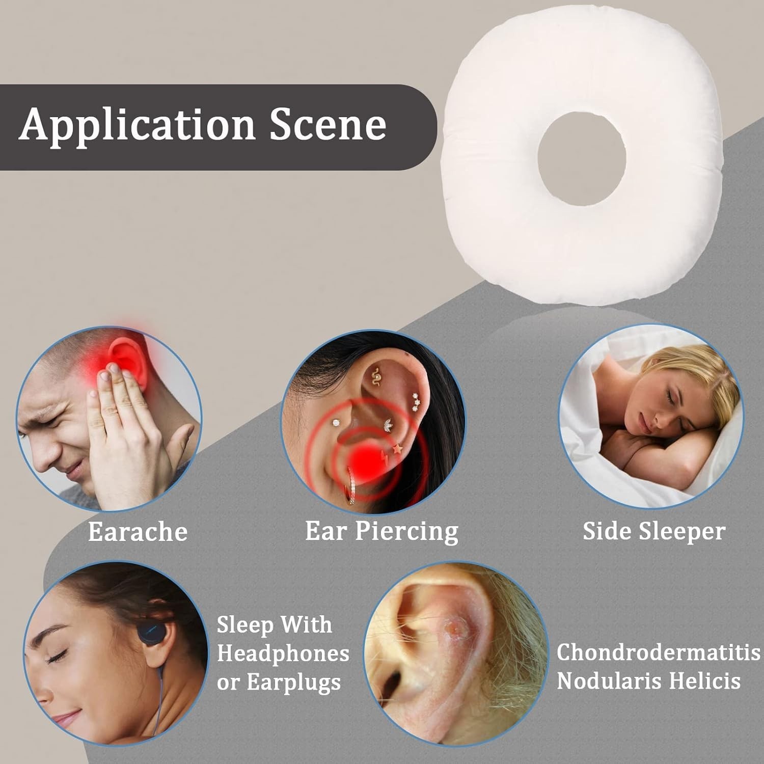 Ergonomic Ear Pain Relief Pillow with Adjustable Fill – Ideal for Side Sleep