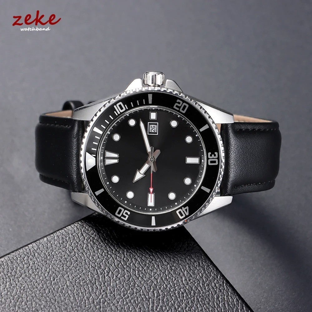 Genuine Leather Strap Watchband with Box Butterfly Clasp Universal Men’s Women
