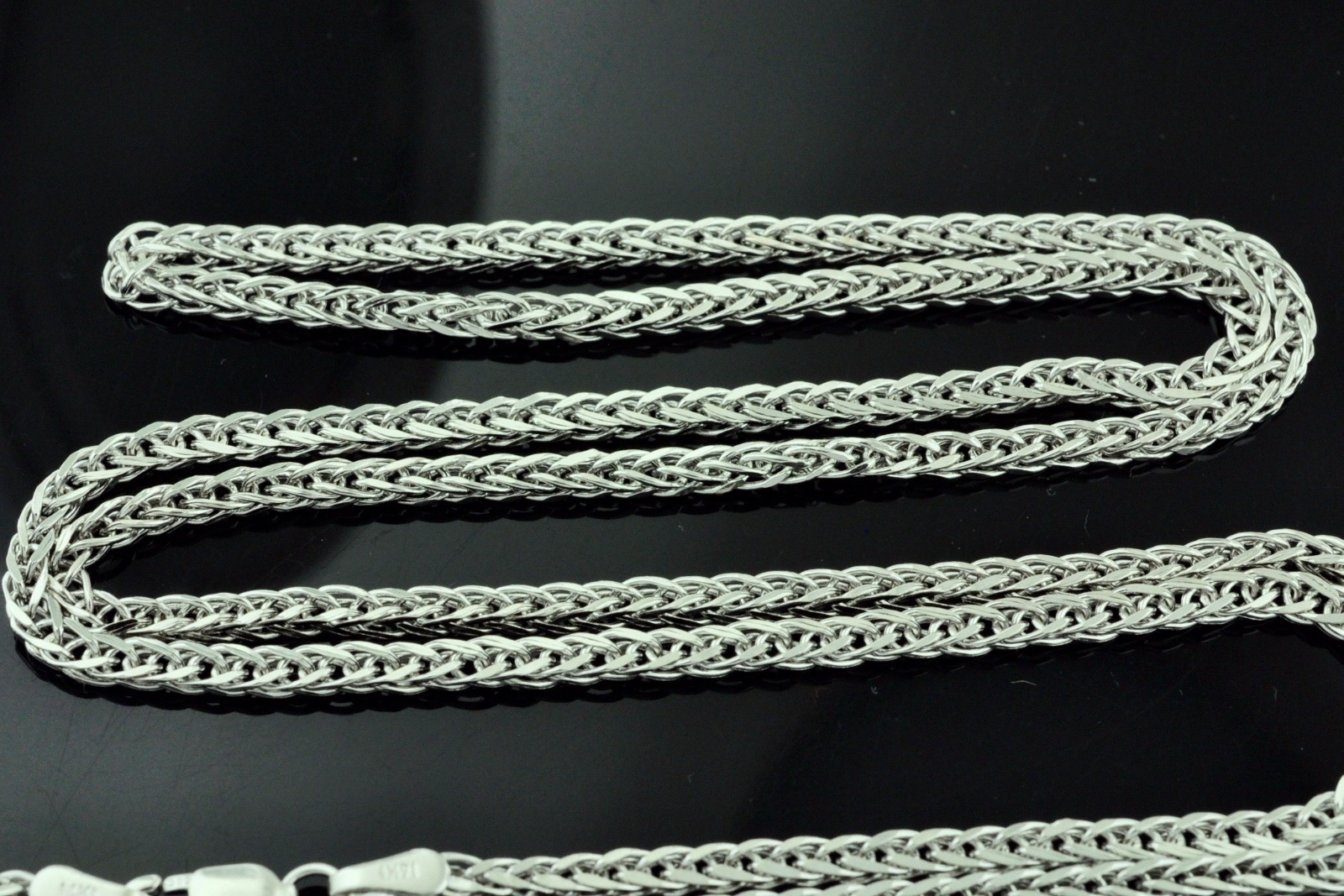 4.90 grams 14k solid white gold foxtail wheat chain necklace 24 inches #4293