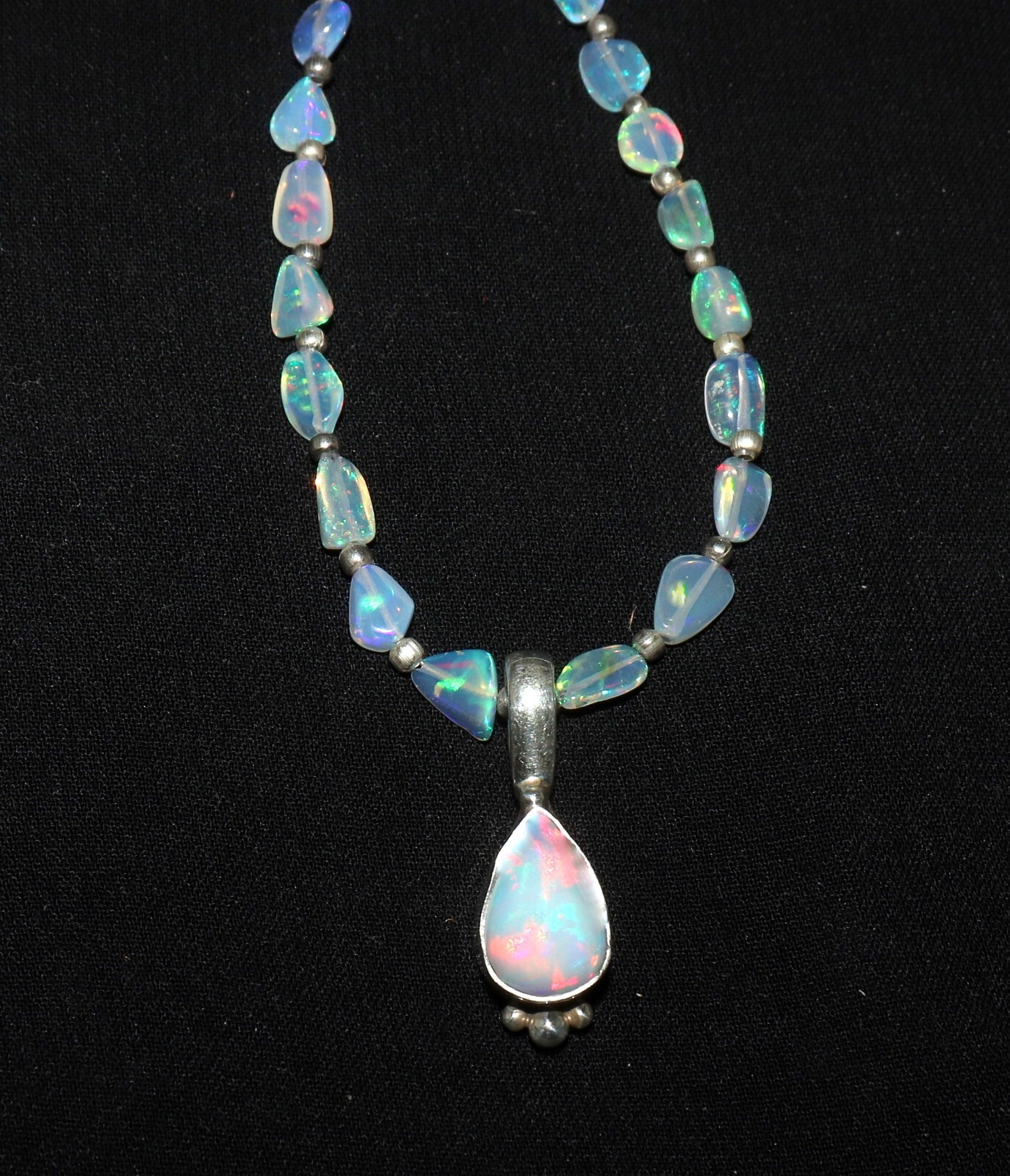 Natural fire opal necklace with sterling silver opal pendant necklace for women