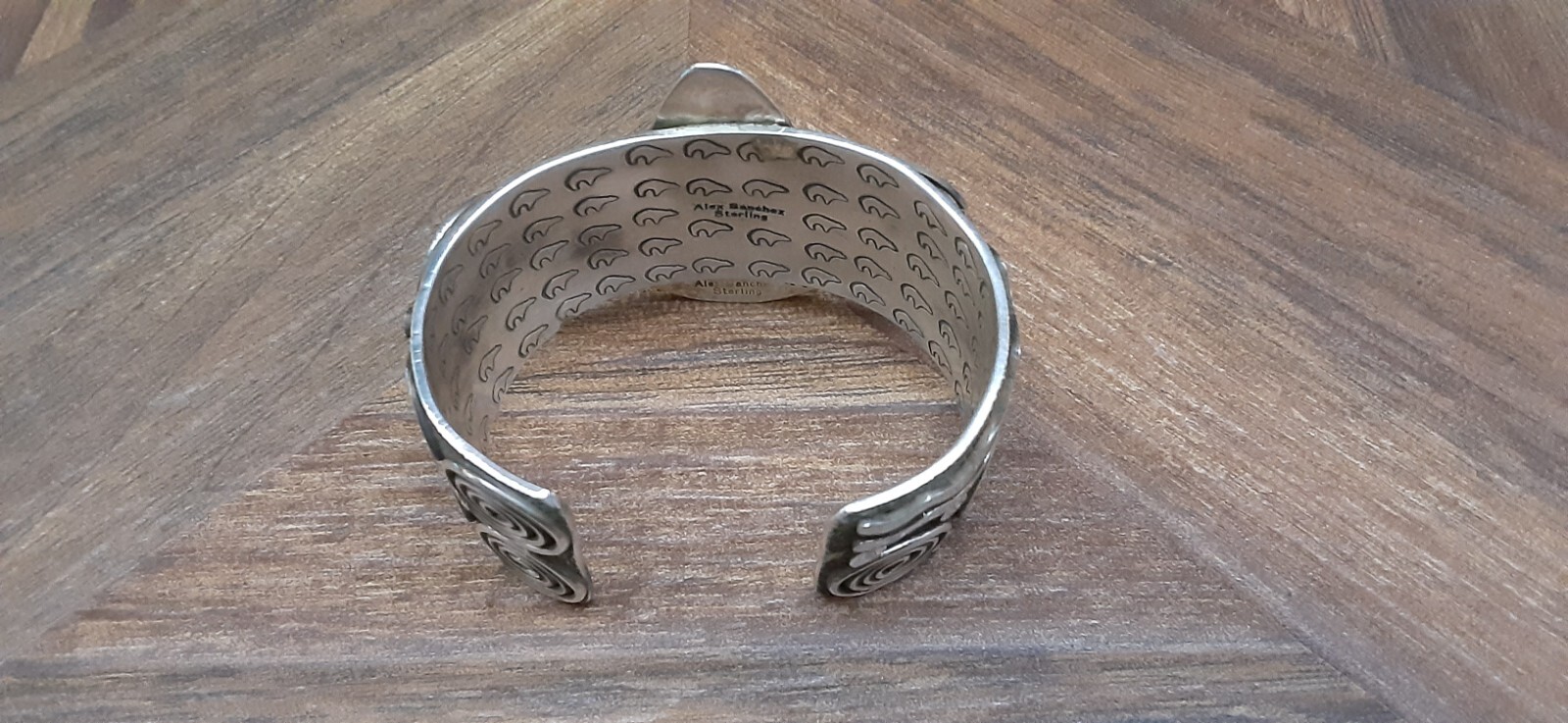 Navajo ALEX SANCHEZ Turtle Bracelet Sterling Turquoise GIGANTIC 114g Size 6 1/2″