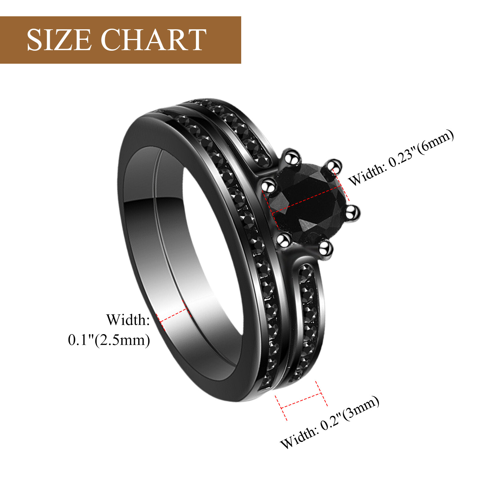 Couples His&Hers Stainless Steel Ring Set Cubic Zirconia Stacking Wedding Band