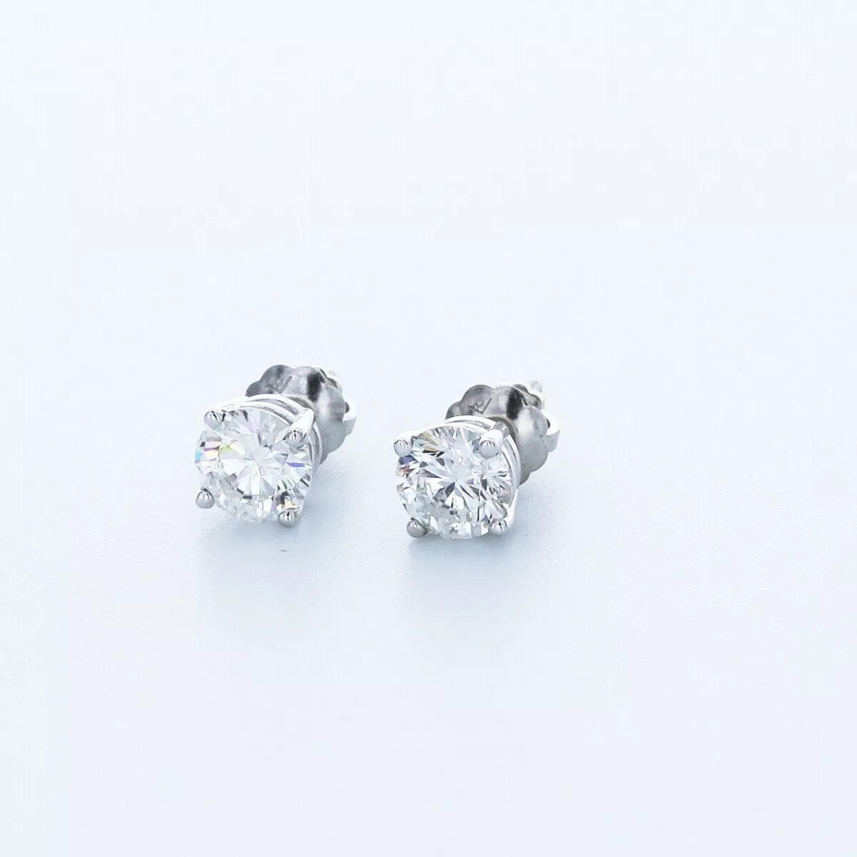 Stud Earrings Solid 14K White Gold Classic 1.39 CT Round Natural Diamond F SI1