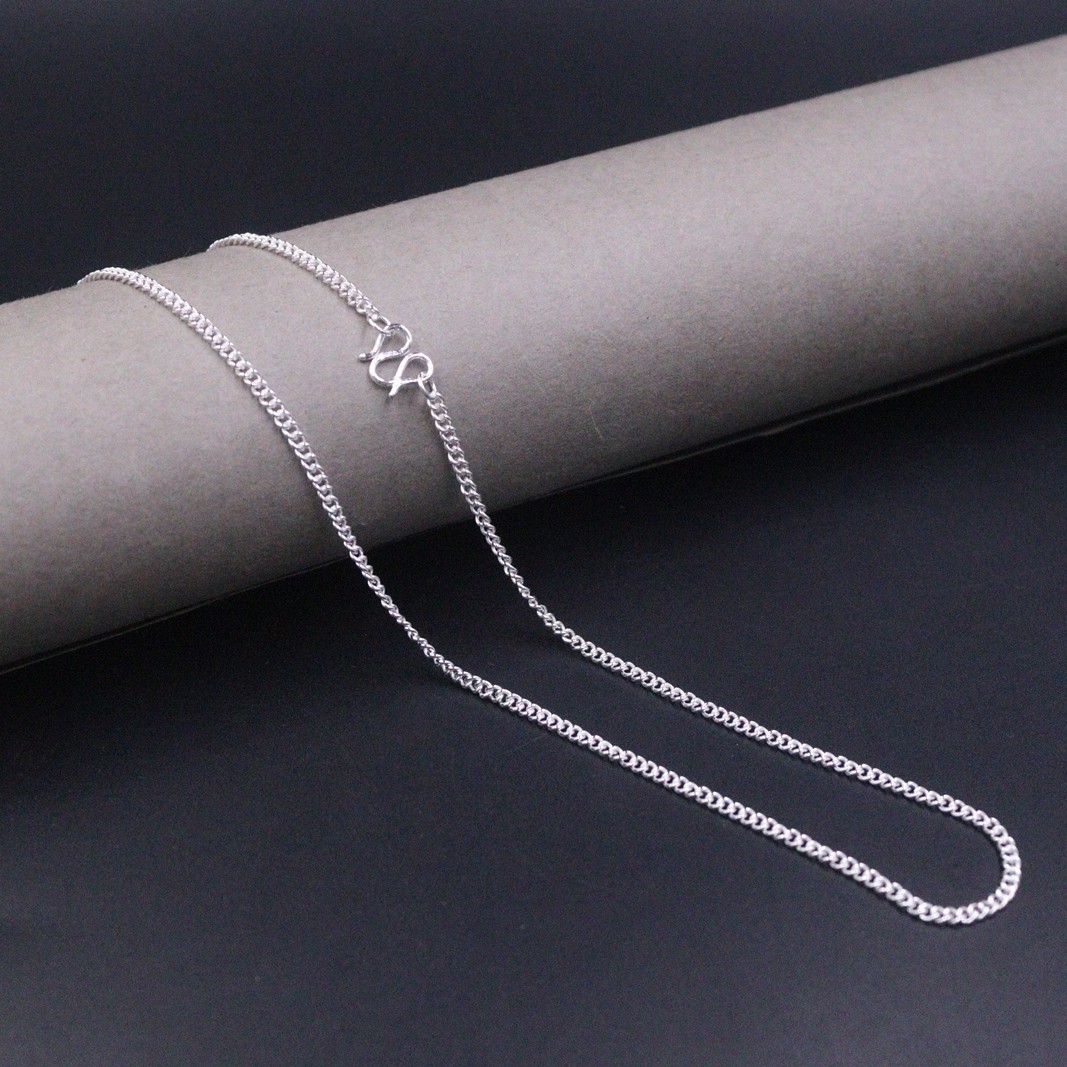 Pure Silver 999 Necklace For Women 2.2mm Width Curb Link 18inch Length Chain