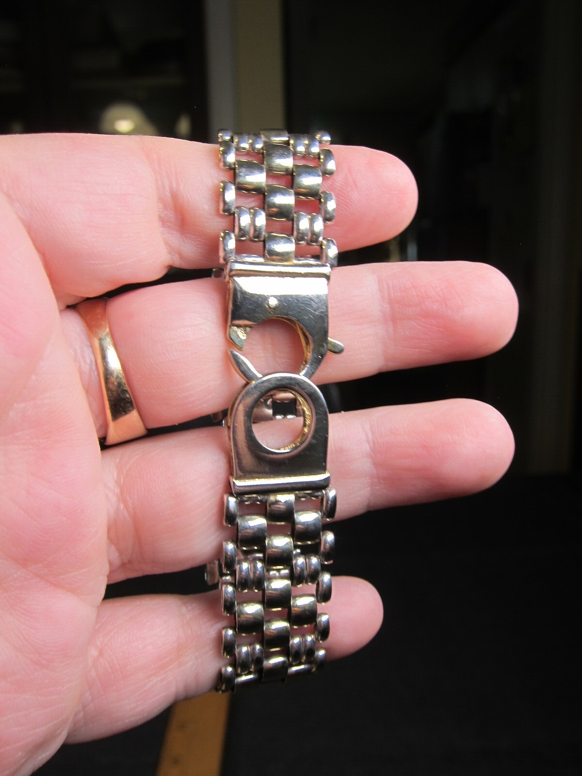 Gorgeous 5/8″ wide panther link sterling silver bracelet Italy 26g 925