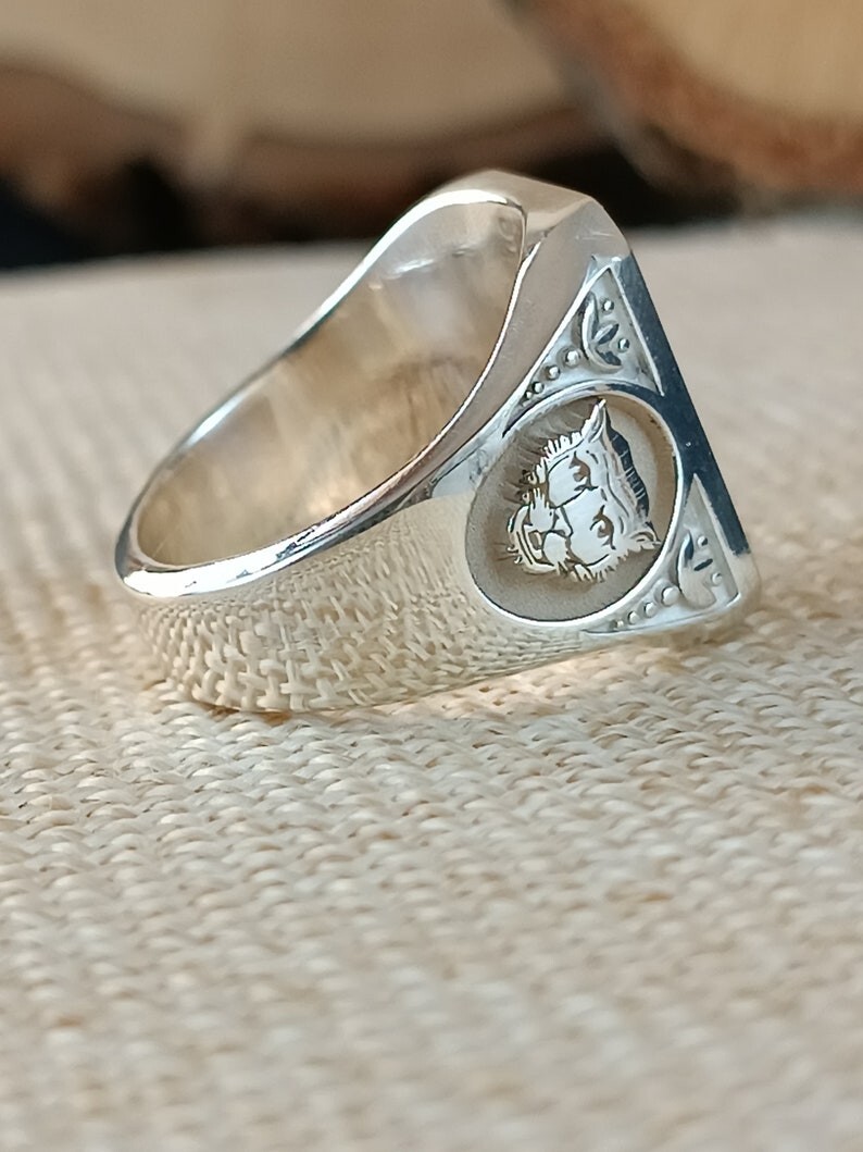 Custom Engraved Family Crest Ring, Personalized Coat of Arms Jewelry