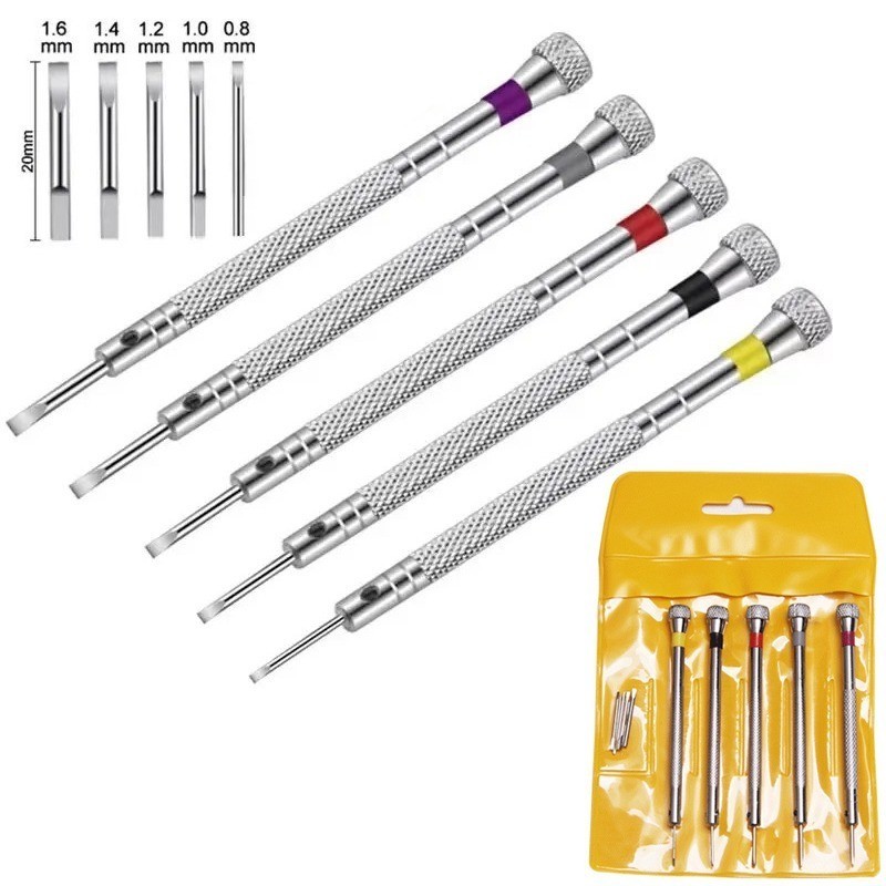 5PCS Watch Screwdriver Set 0.8-1.6mm Band Repair Link Pin Tools