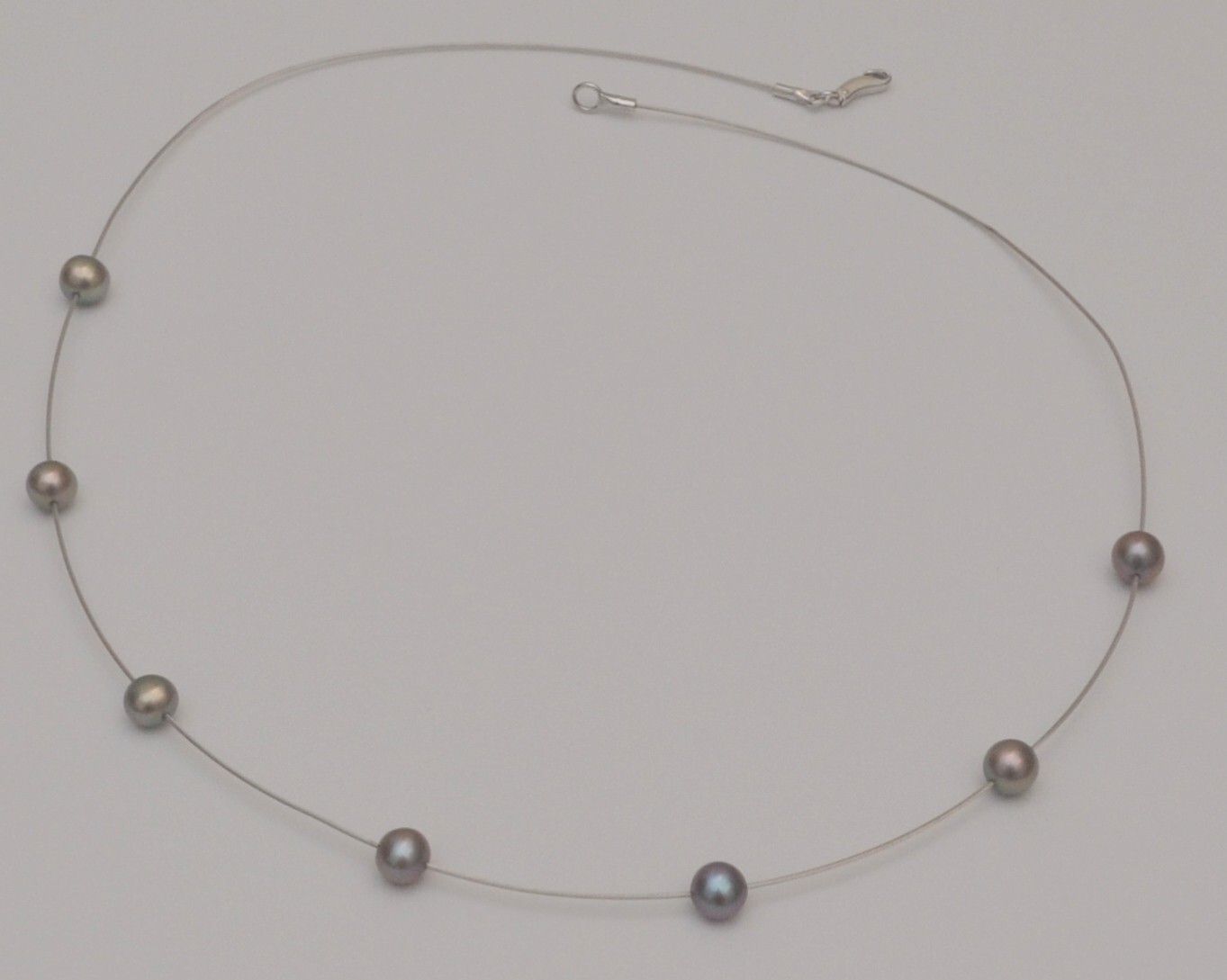 14k White Gold Black Pearl Cable Wire Chain Necklace 2.7 gr 16 inches C4
