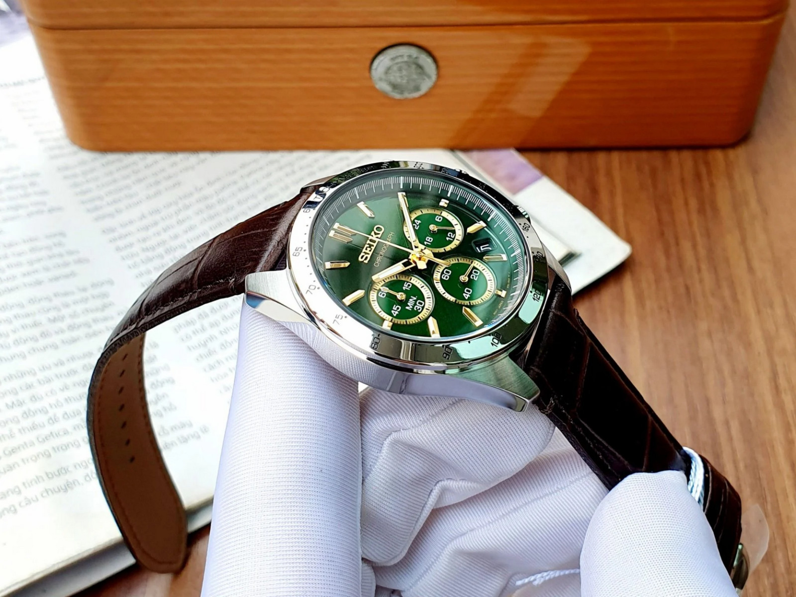 Seiko Spirit SBTR017 Chronograph Green Dial Stainless Steel Men’s Watch