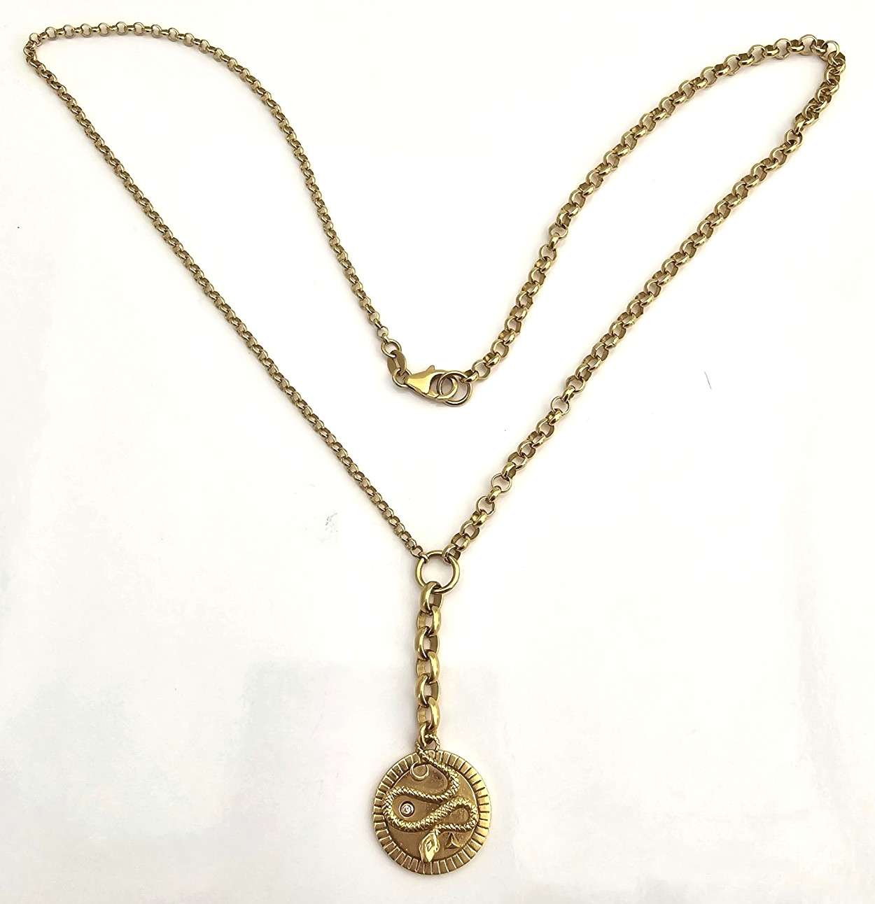 18K Gold FoundRae Wholeness Snake Medium Mixed Belcher Extension Necklace Pendan