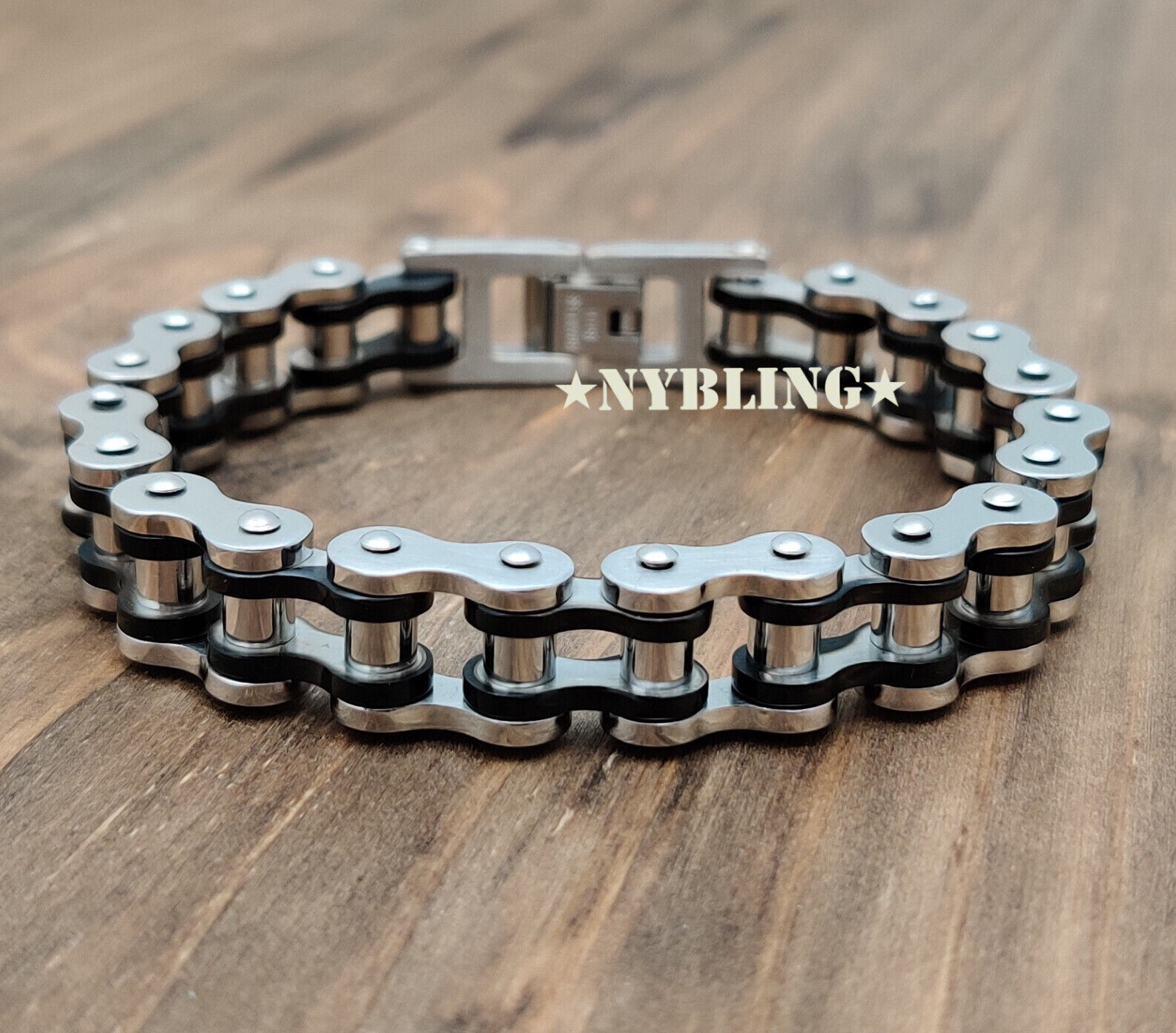 SOLID STAINLESS STEEL Motorcycle Bike Chain Design Bracelet Men’s Jewelry 13MM