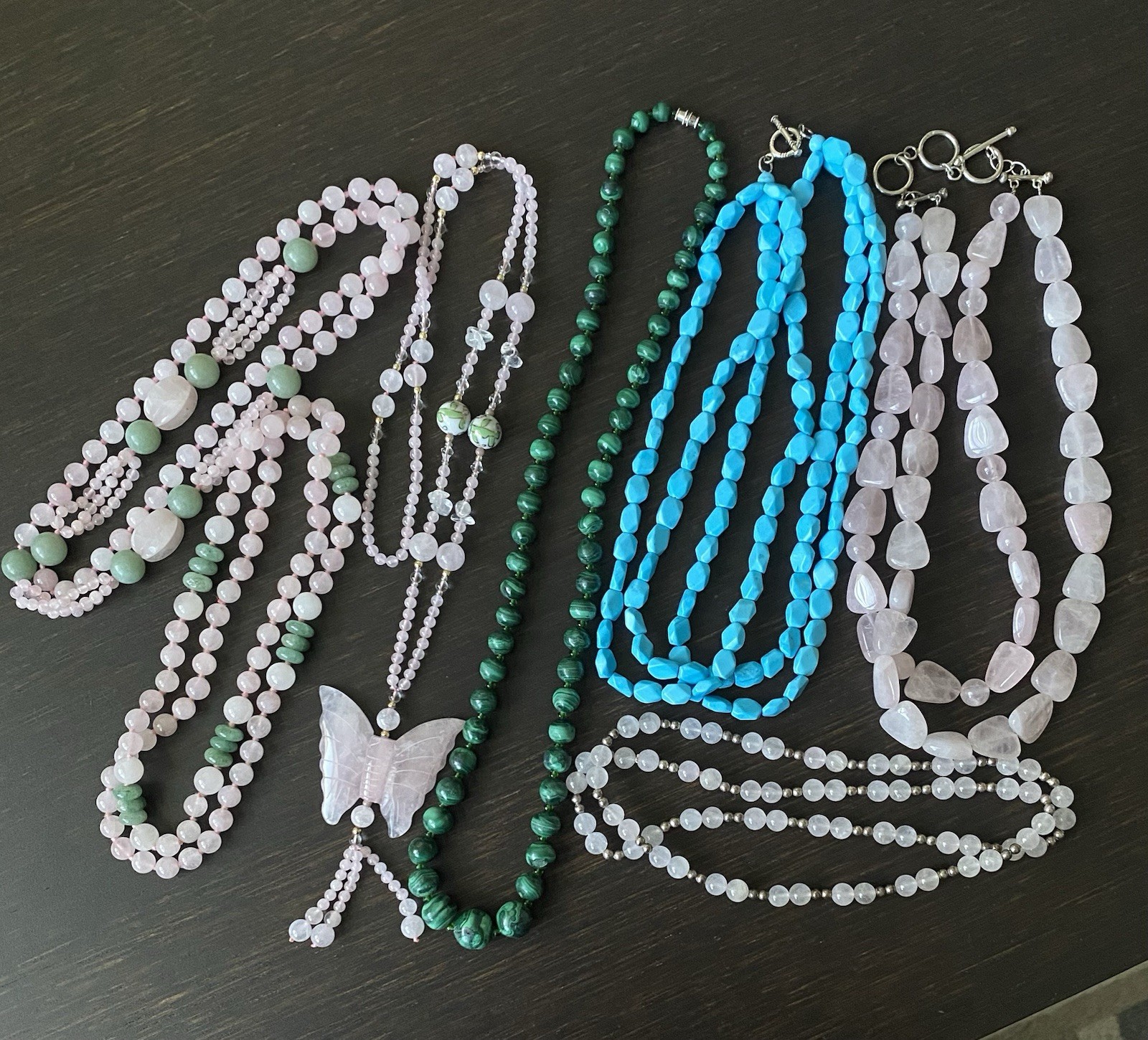 Semi-precious Stone Beaded Necklace Lot Of 7