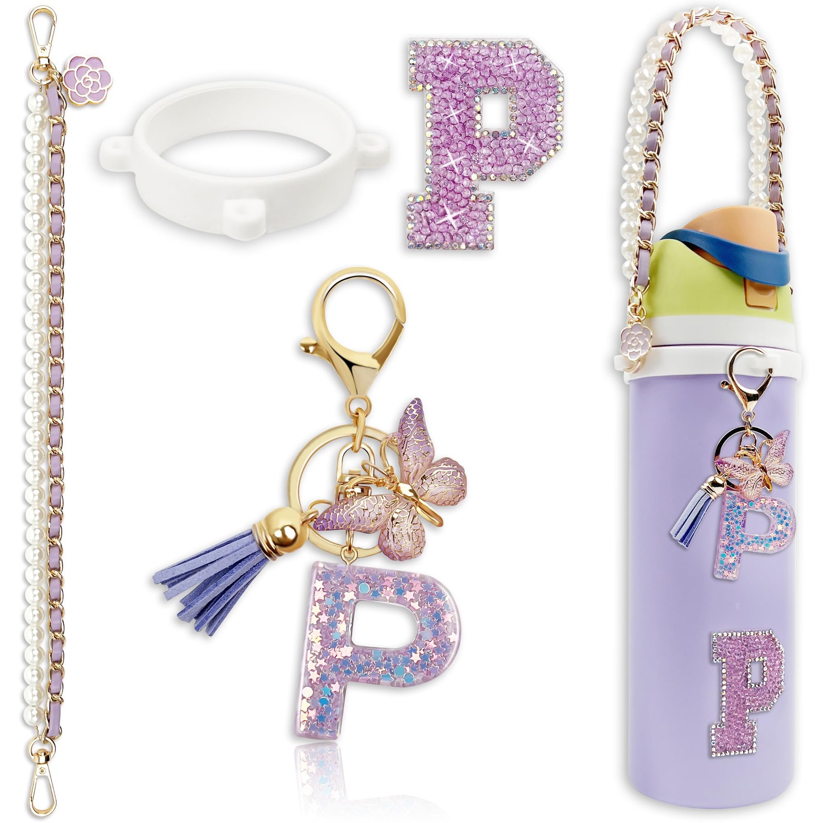 BydGxy Letter Handle Strap Accessories with Cute Initial Charm Compatible wit…