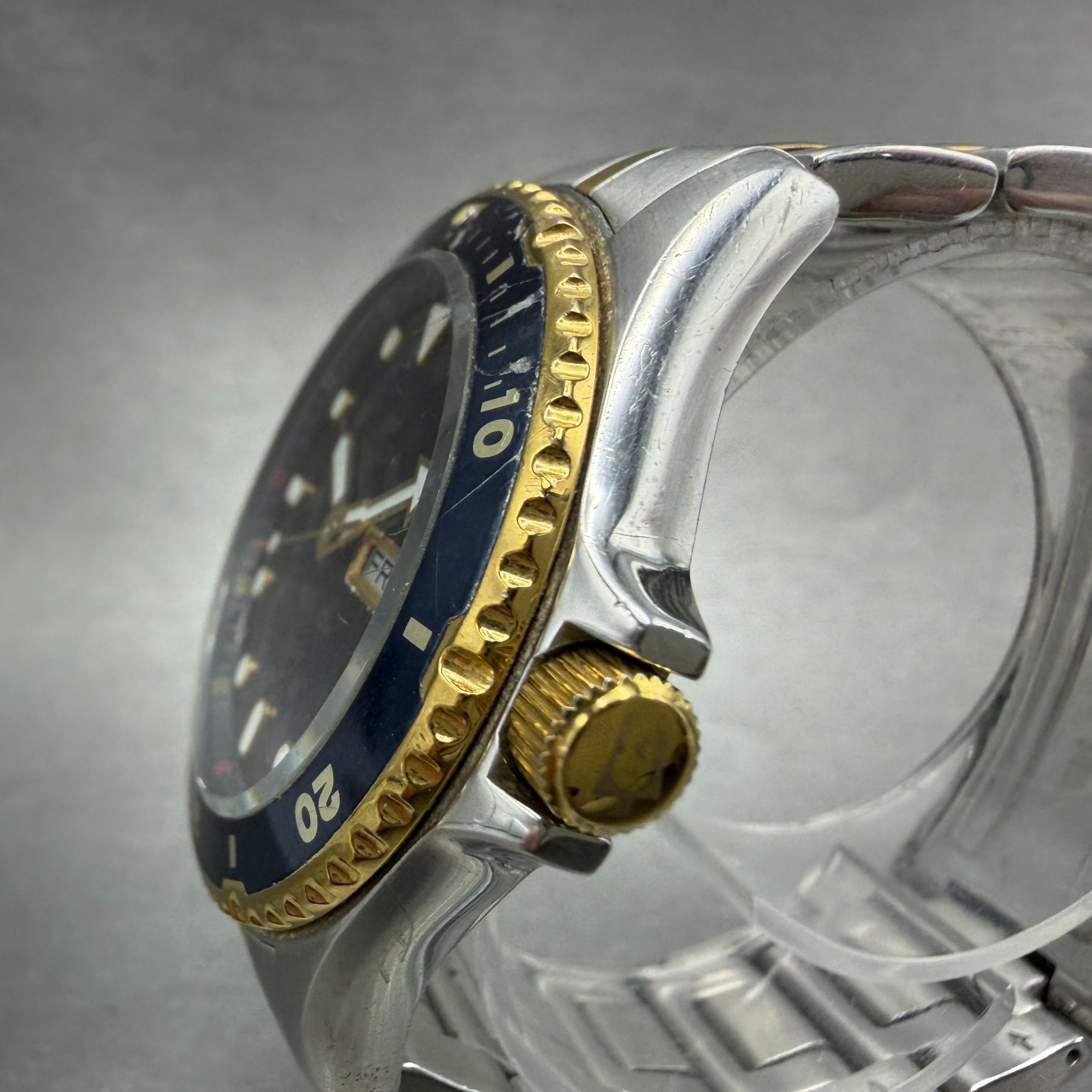 Bulova Marine Star Dive Watch Men 42mm Blue Dial Two Tone Daydate 98C58 New Batt
