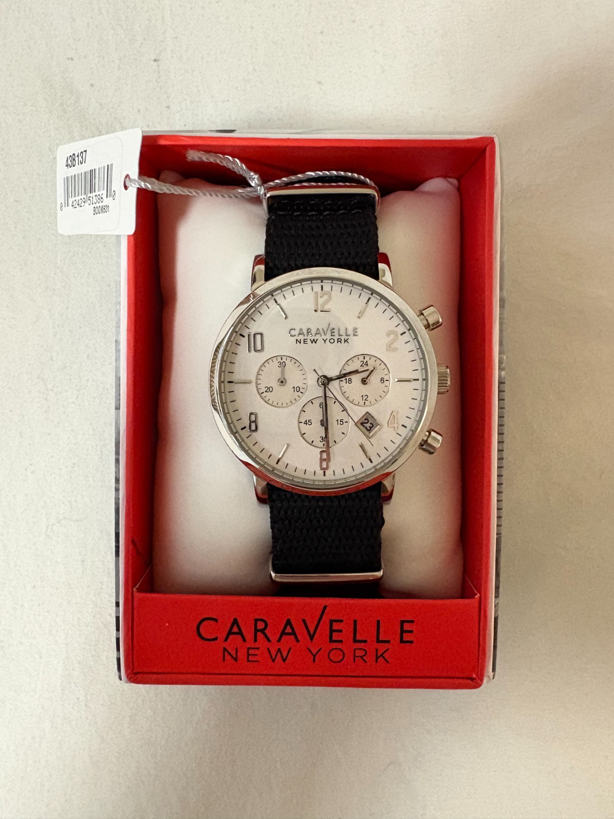 Caravelle New York Men’s 43B137 Black Chronograph Analog Watch